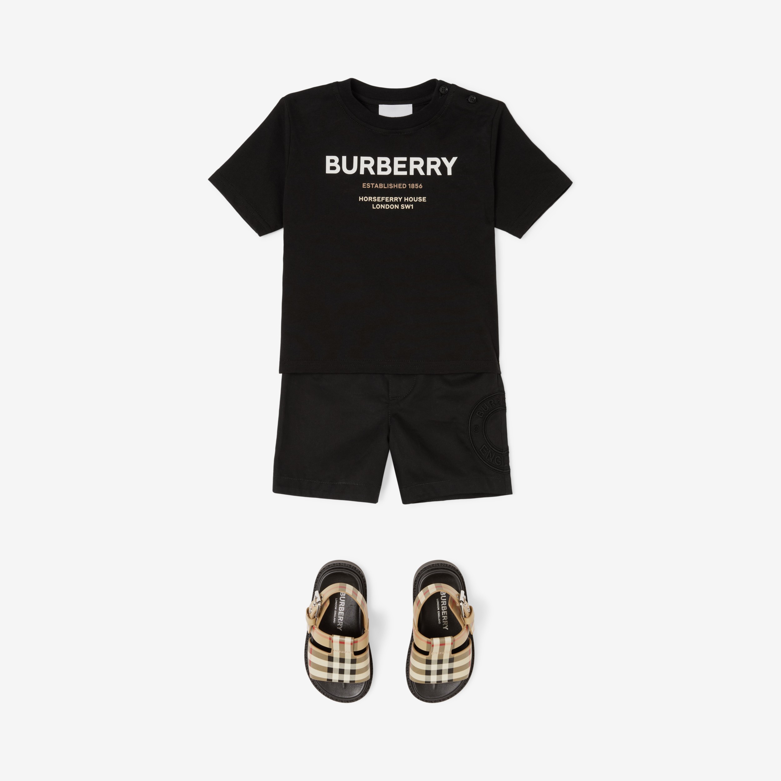 Logo Graphic Cotton Twill Chino Shorts in Black - Children | Burberry®  Official