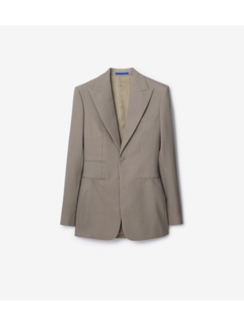 Shop Burberry Wool Tailored Jacket In Wax