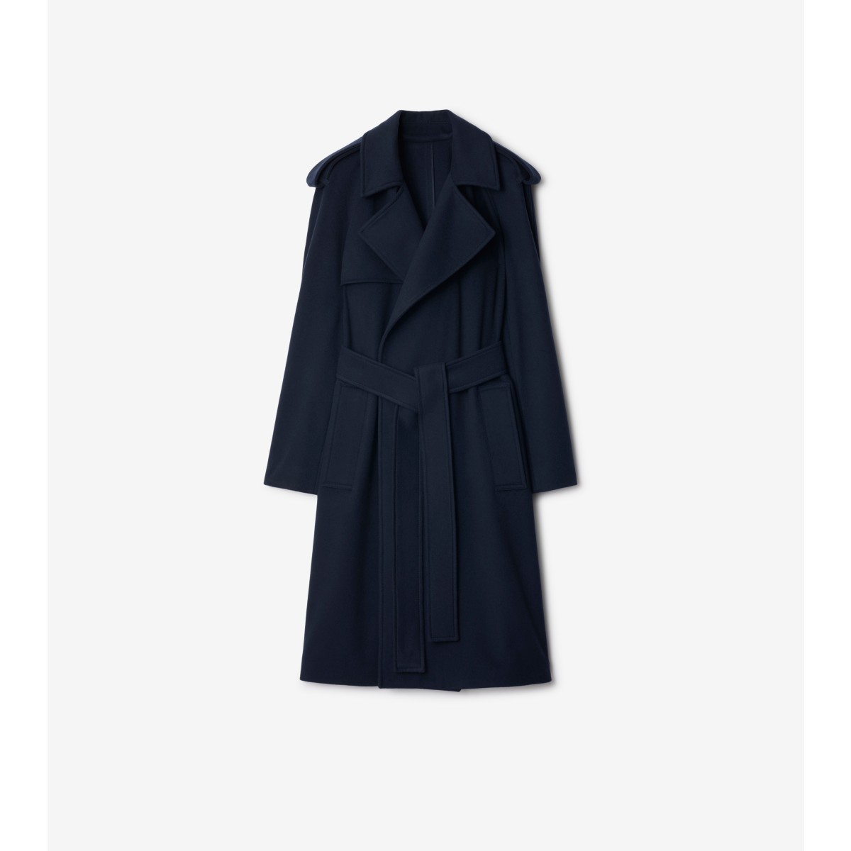 Shop Burberry Cashmere Wrap Coat In Navy