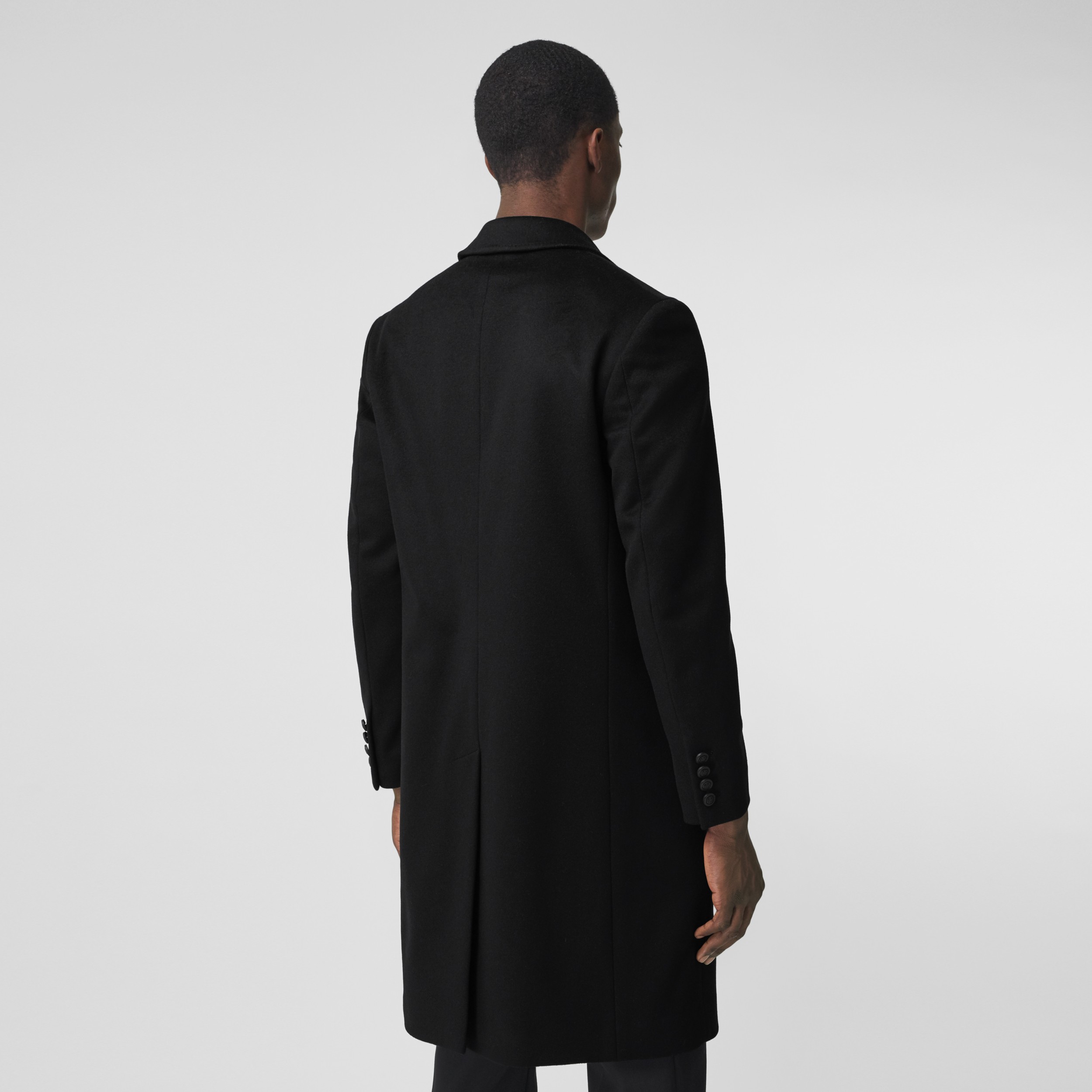 Button Detail Wool Cashmere Tailored Coat in Black - Men | Burberry ...