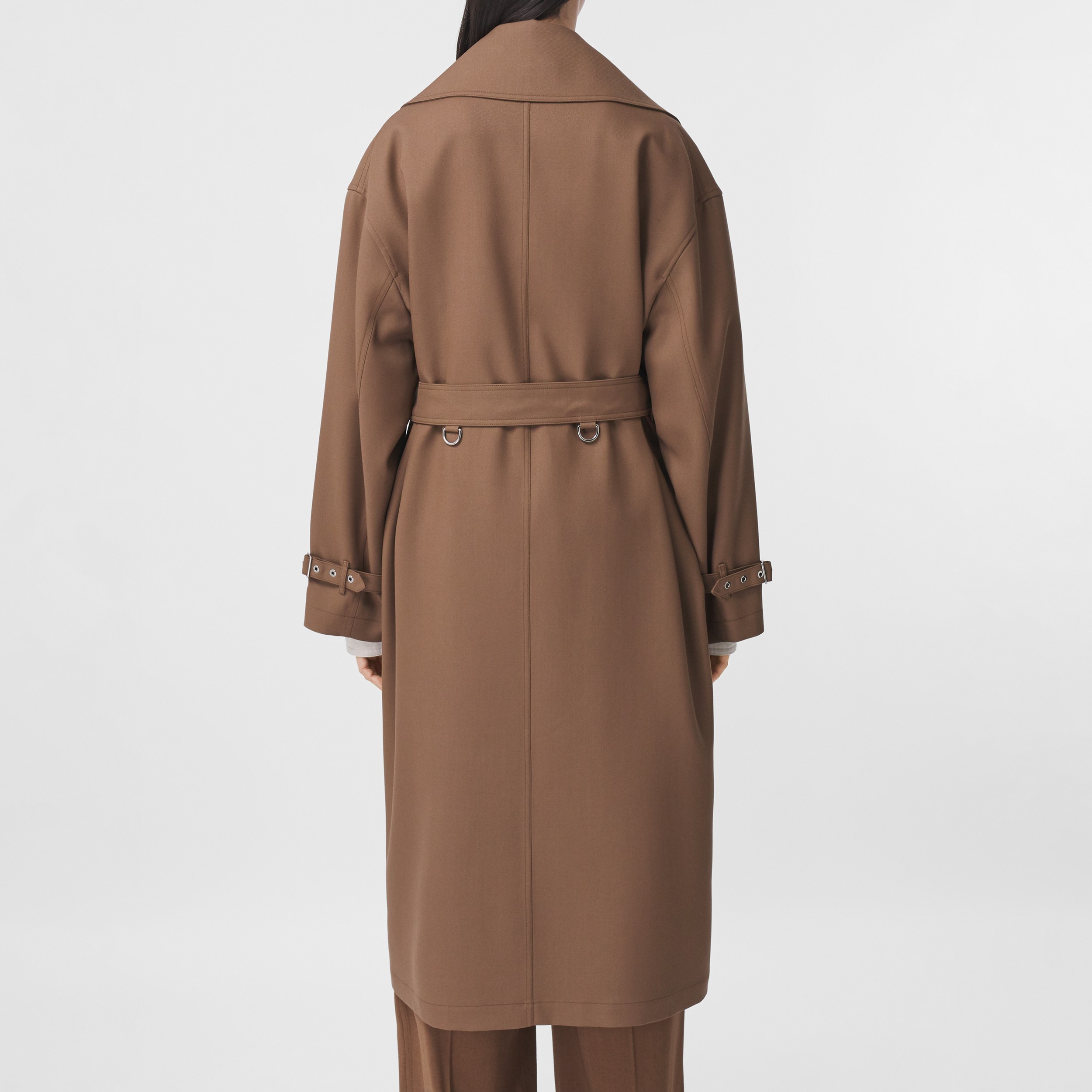 Pocket Detail Wool Twill Belted Coat in Warm Walnut - Women | Burberry ...