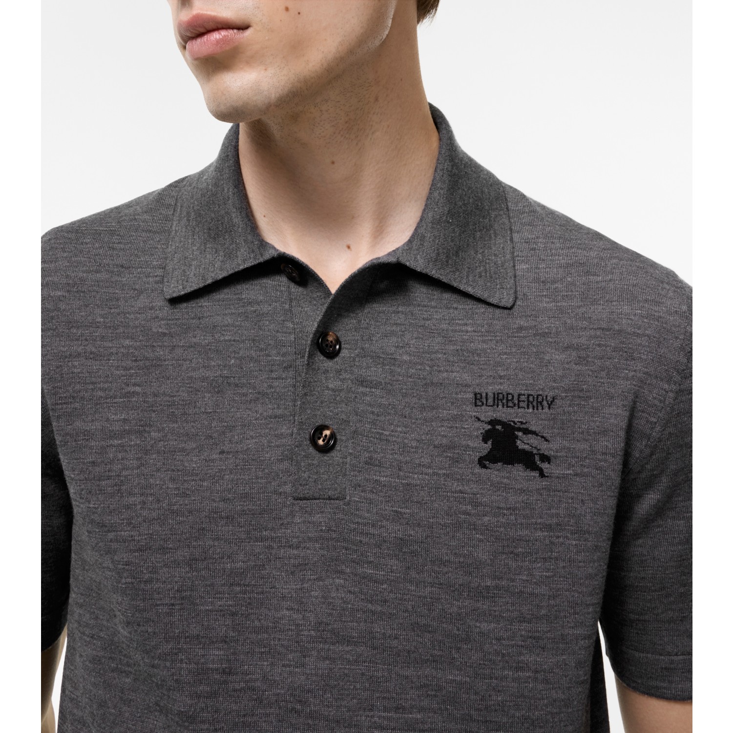 Wool Polo Shirt in Grey - Men | Burberry® Official