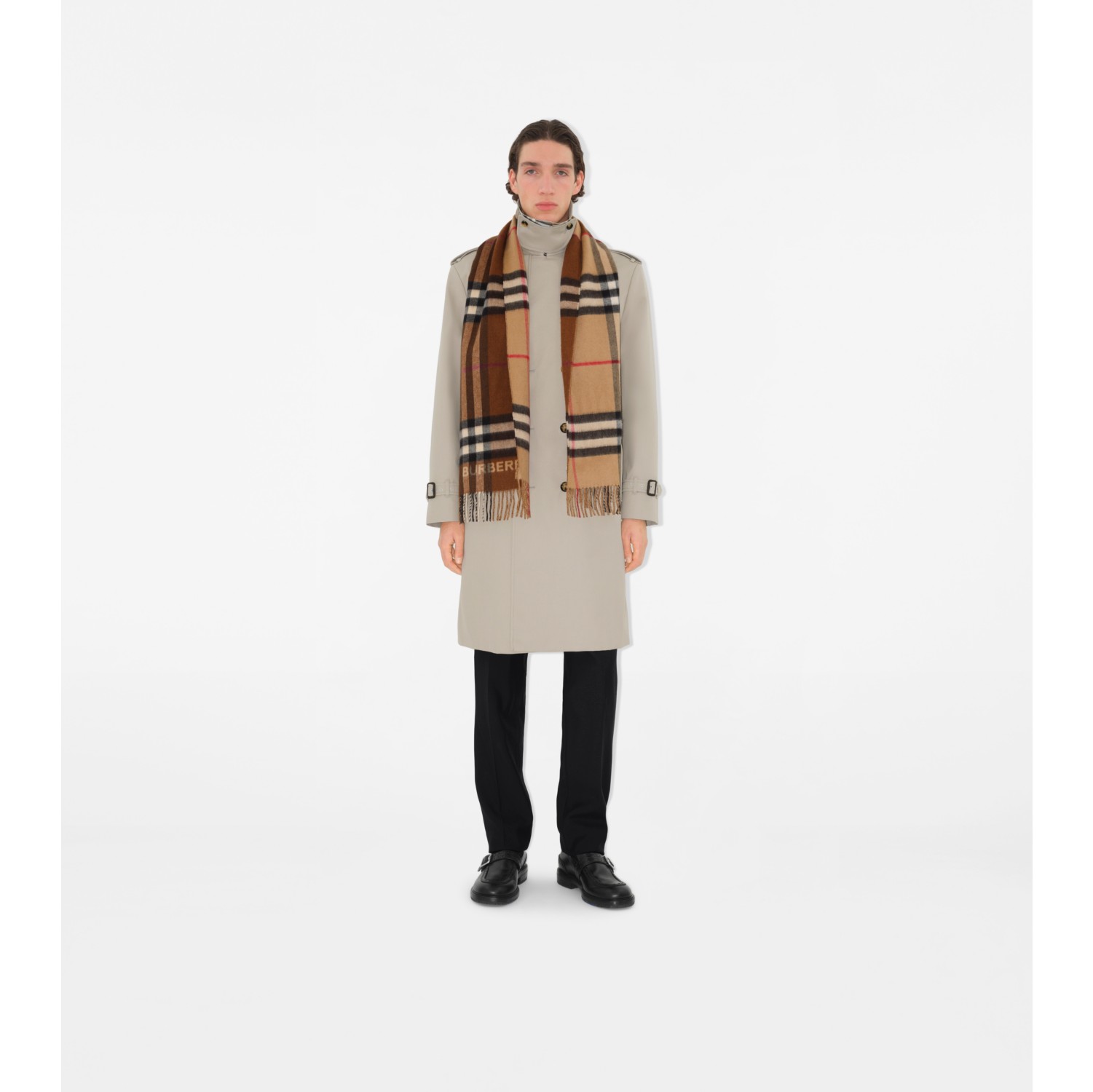 Contrast Check Cashmere Scarf