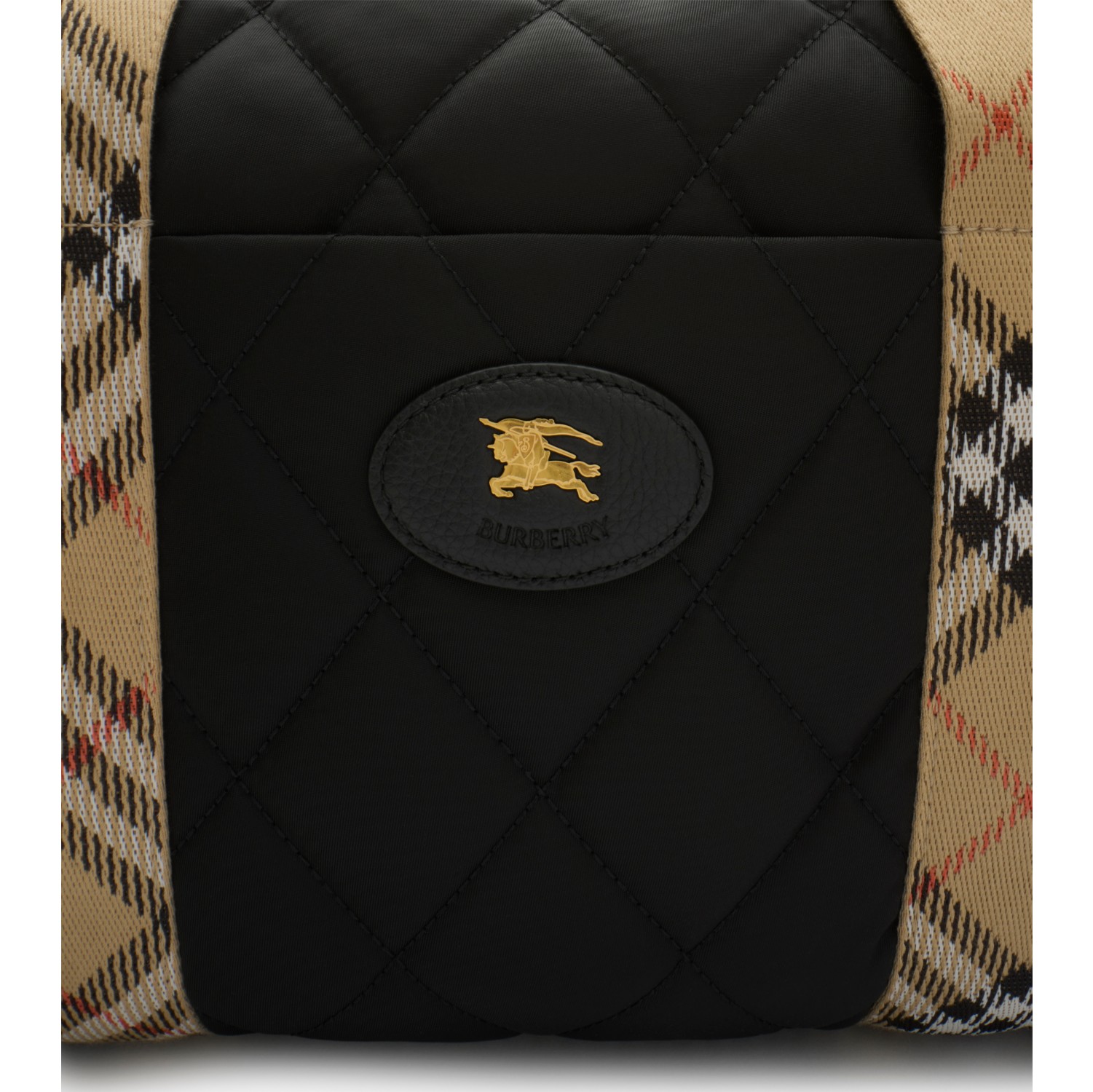 Check Trim Quilted Nylon Baby Changing Bag in Black - Children