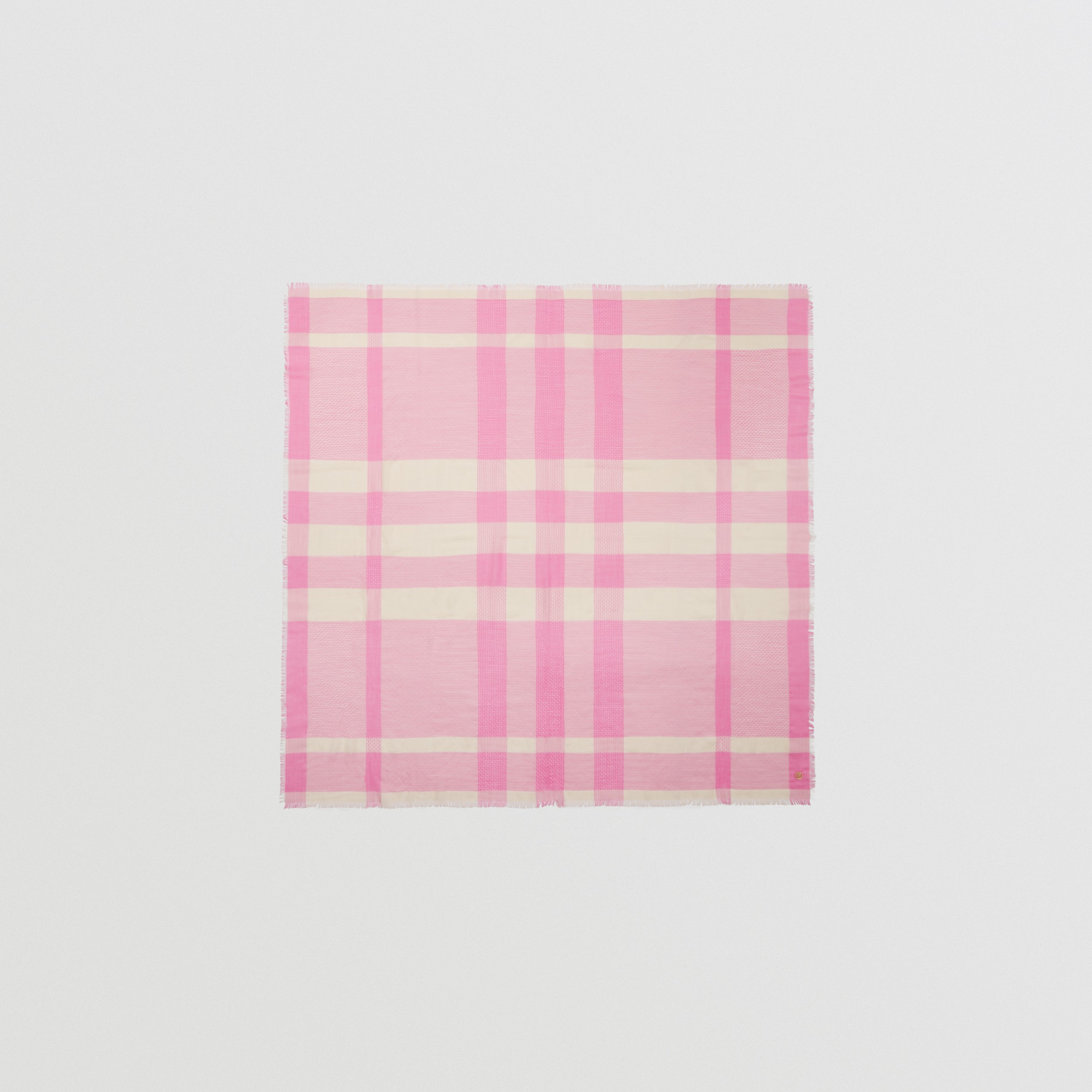 Check Cashmere Large Square Scarf in Bubblegum Pink | Burberry® Official - 1