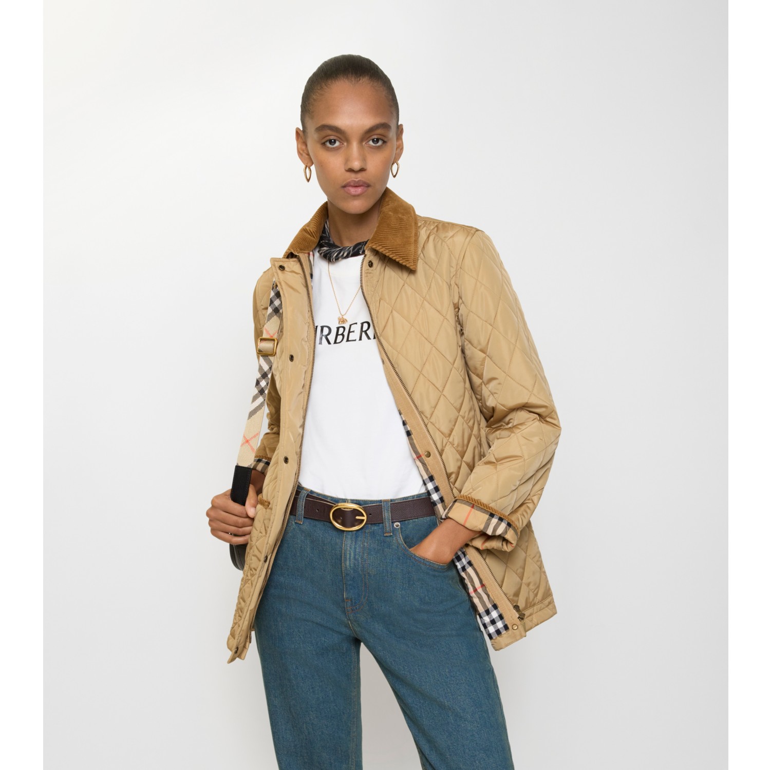 Jaqueta de campo de nylon em matelassê