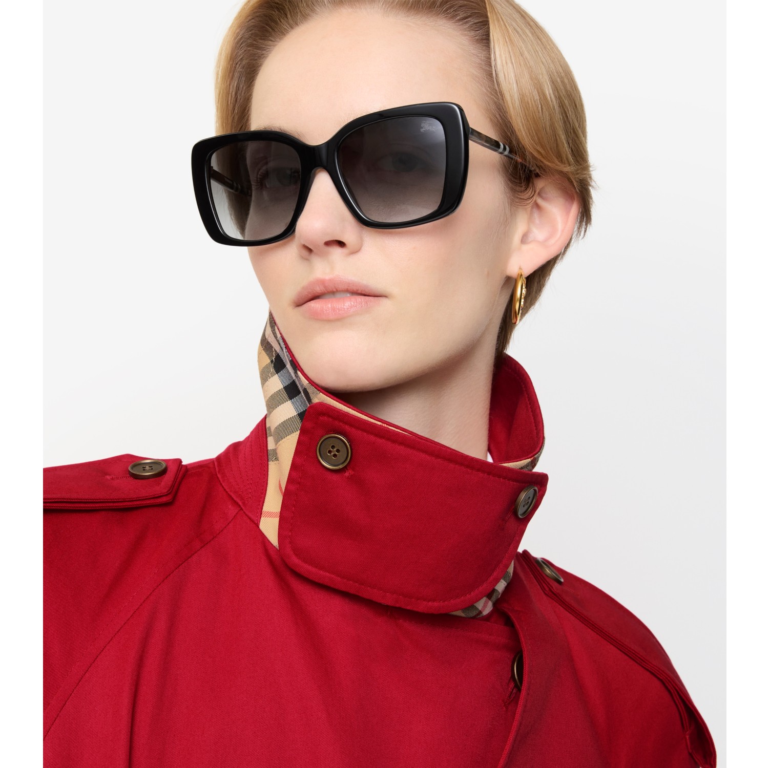 Oversized Check Square Sunglasses