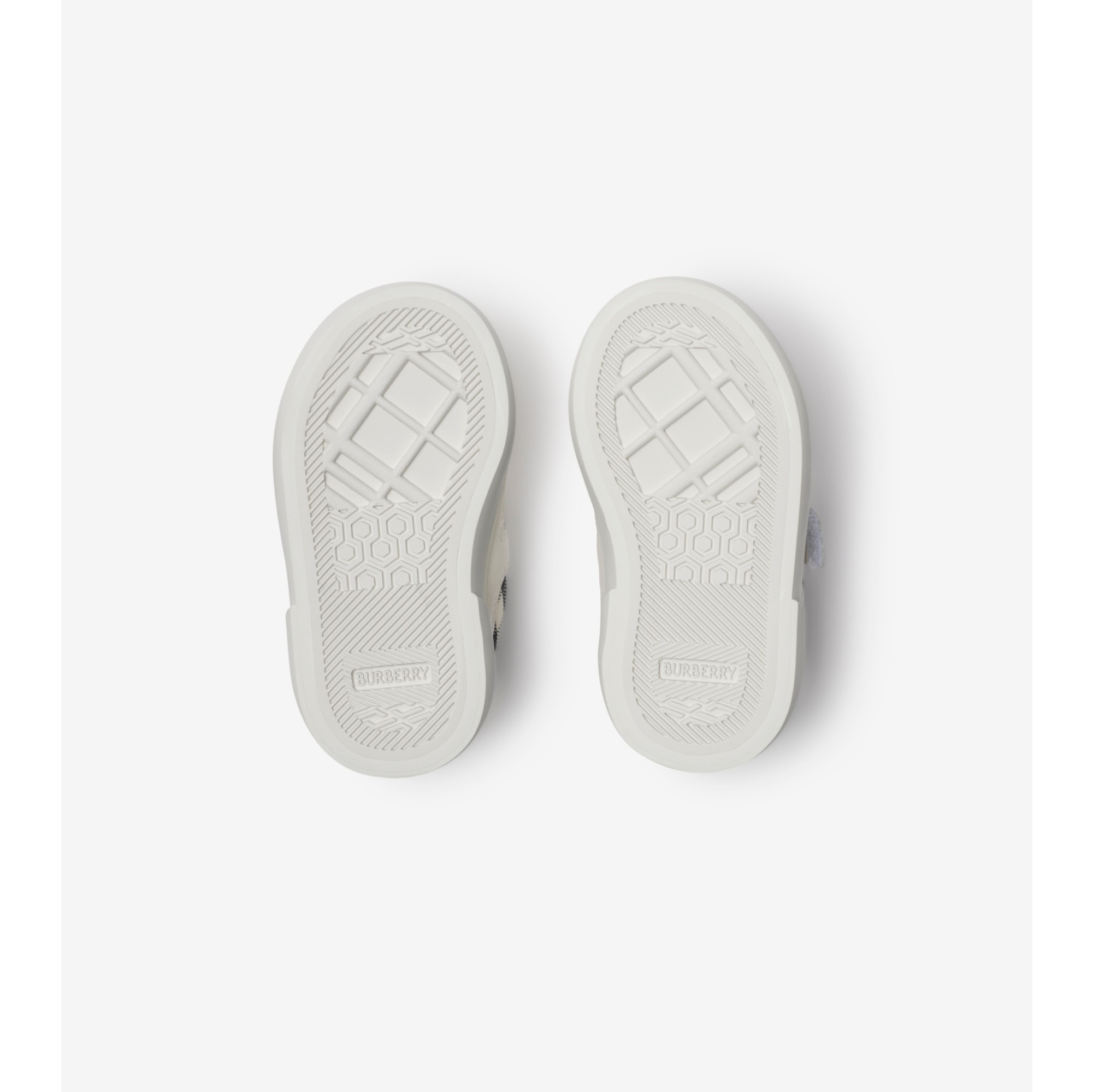 Check and Leather Sneakers in Sand beige - Children | Burberry