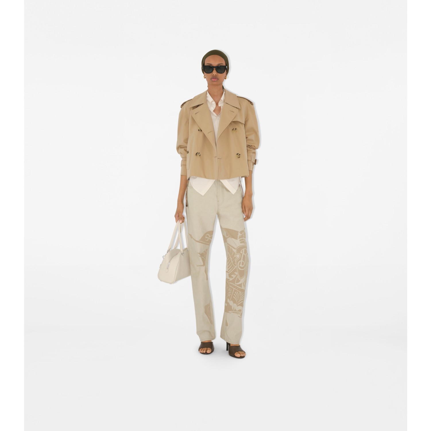 Cropped Gabardine Trench Jacket