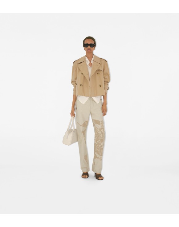 Cropped Gabardine Trench Jacket