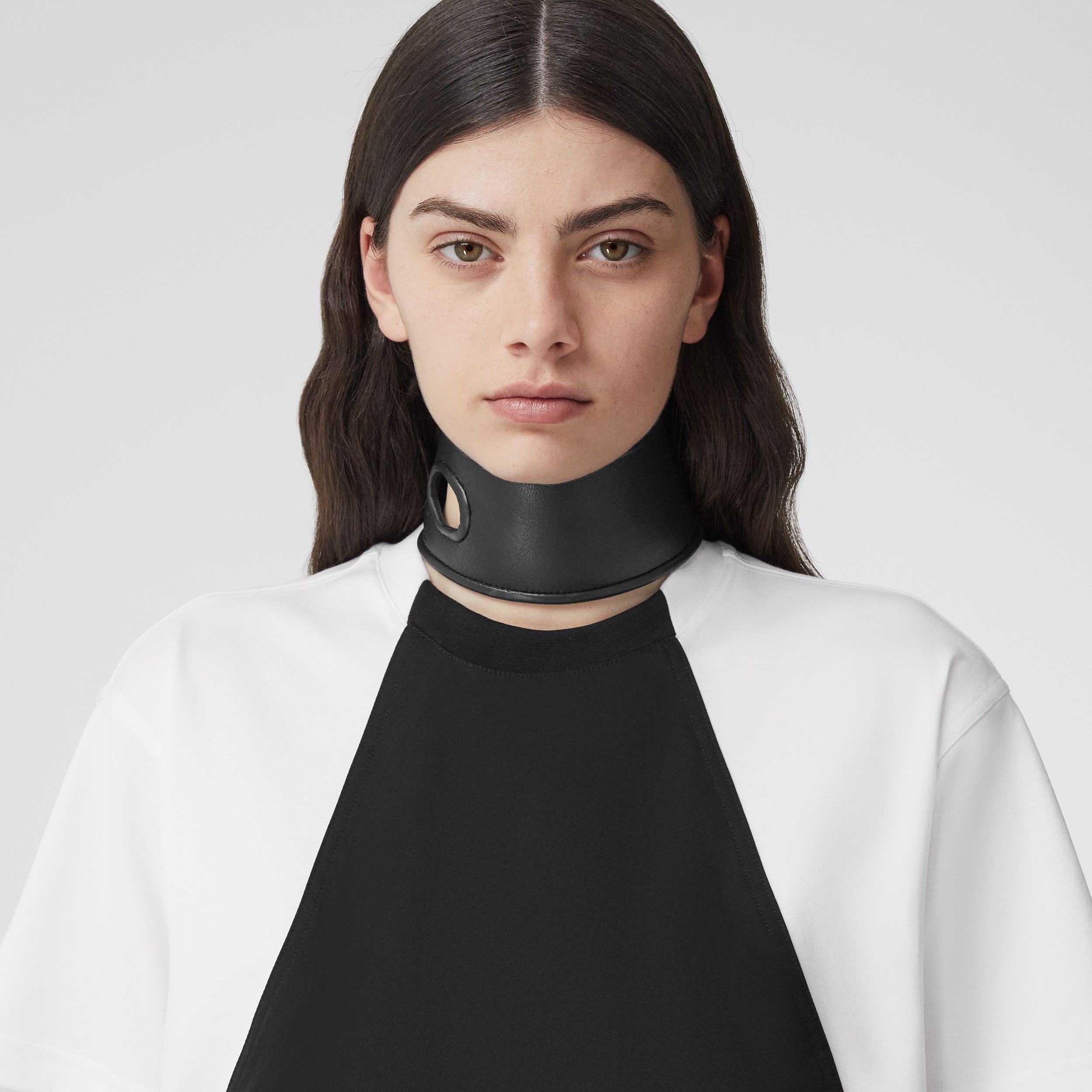 Geometric Panel Cotton Oversized T-shirt in Optic White - Women | Burberry® Official - 2
