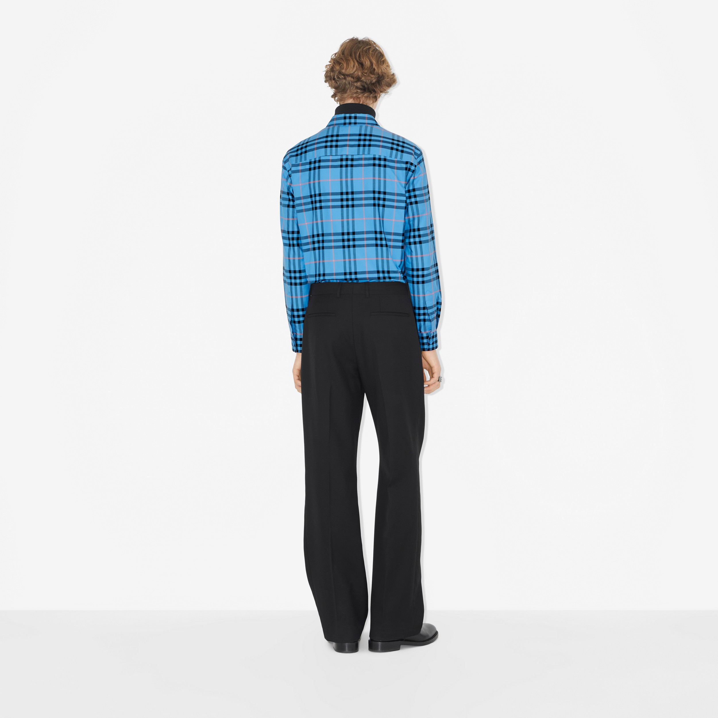 Camisa de algodão com estampa xadrez (Azure Terroso) - Homens | Burberry® oficial - 4