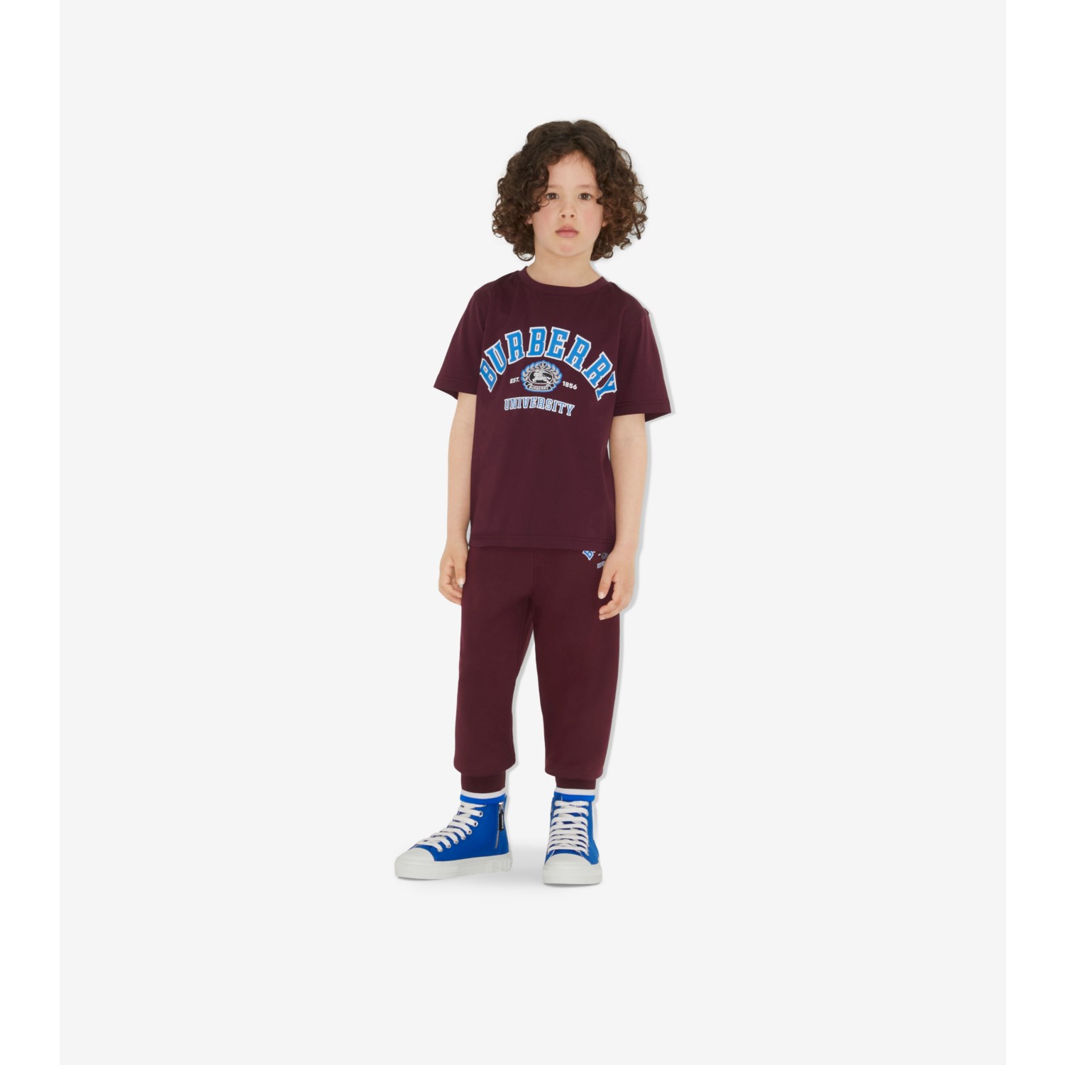 College Graphic Cotton Jogging Pants in Deep Marroon | Burberry® Official