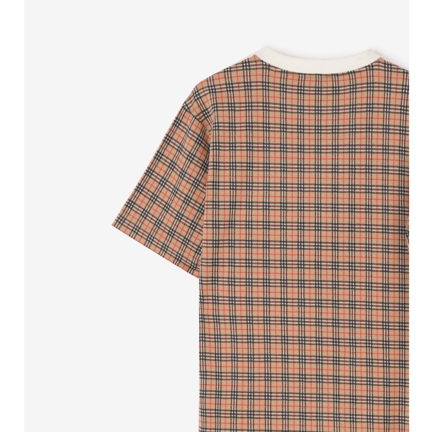 Check Cotton T-shirt in Chalk white - Men | Burberry® Official