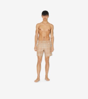 Burberry check-print swim shorts - Yellow