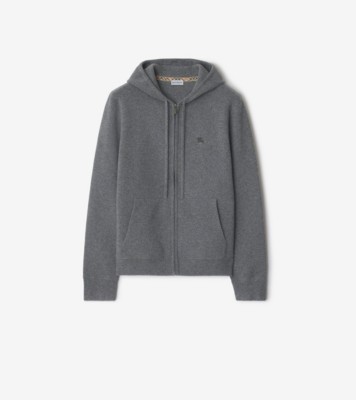 Cashmere Blend Zip Hoodie in Grey - Men | Burberry® Official
