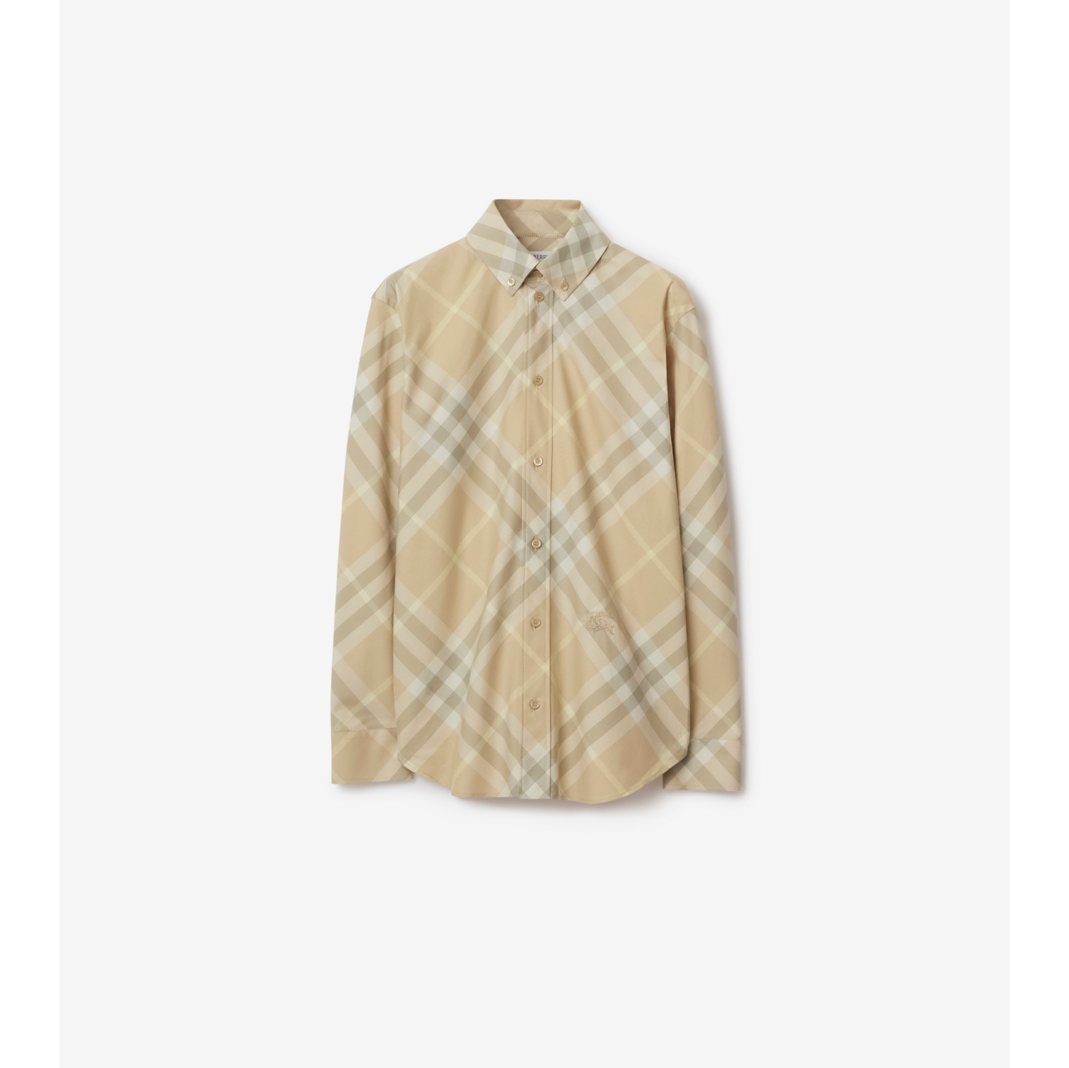 Check Cotton Shirt in Flax Women Burberry Official