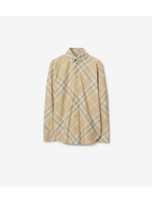 Burberry Check Cotton Shirt In Yellow