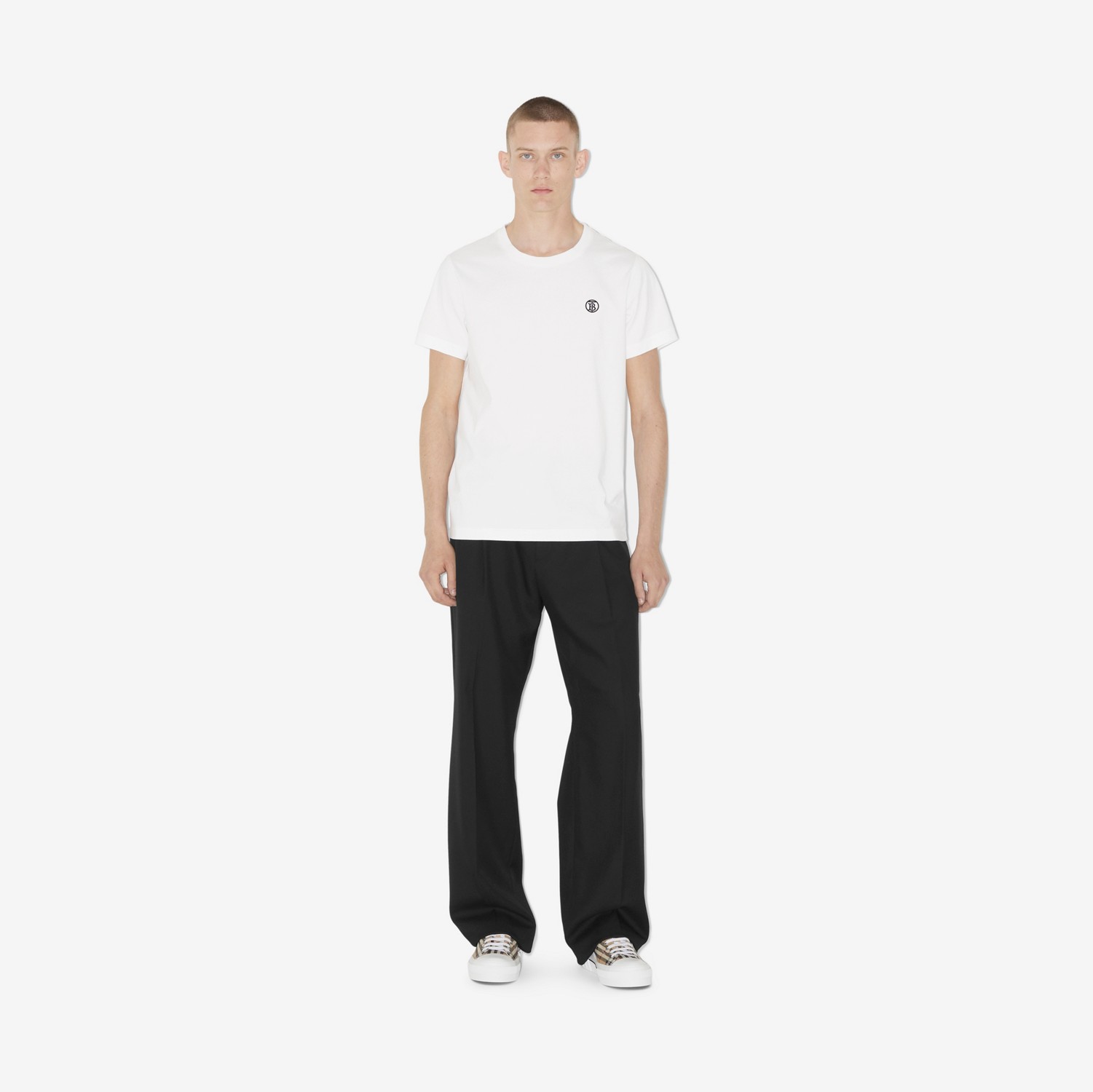 Camiseta em algodão com estampa de monograma (Branco) - Homens | Burberry® oficial