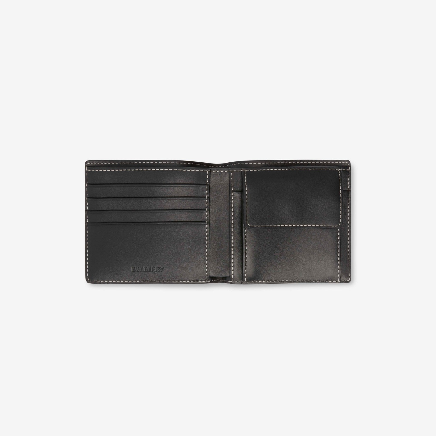 Check and Leather Bifold Coin Wallet