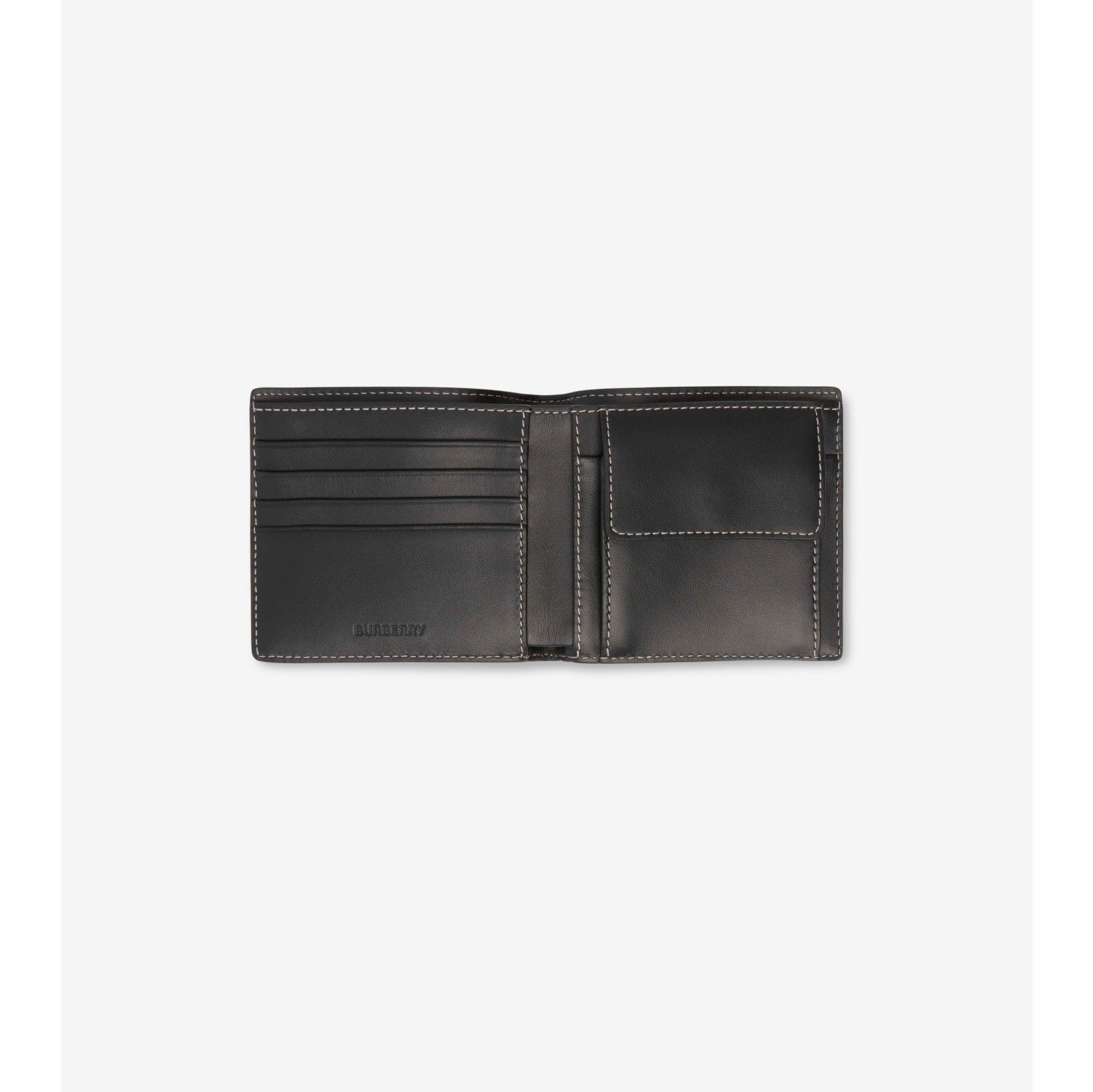 Check and Leather Bifold Coin Wallet