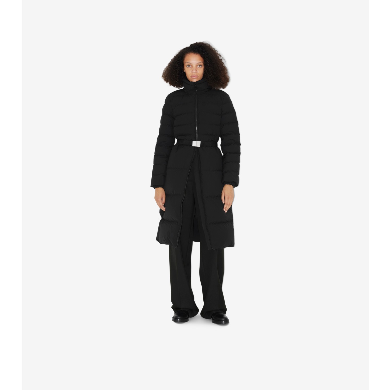 Belted Puffer Coat in Black - Women, Nylon | Burberry® Official