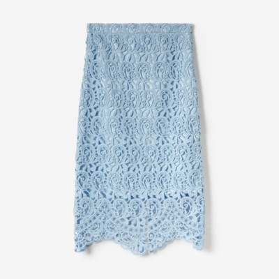 Burberry Embroidered Scallop Skirt In Pale Blue