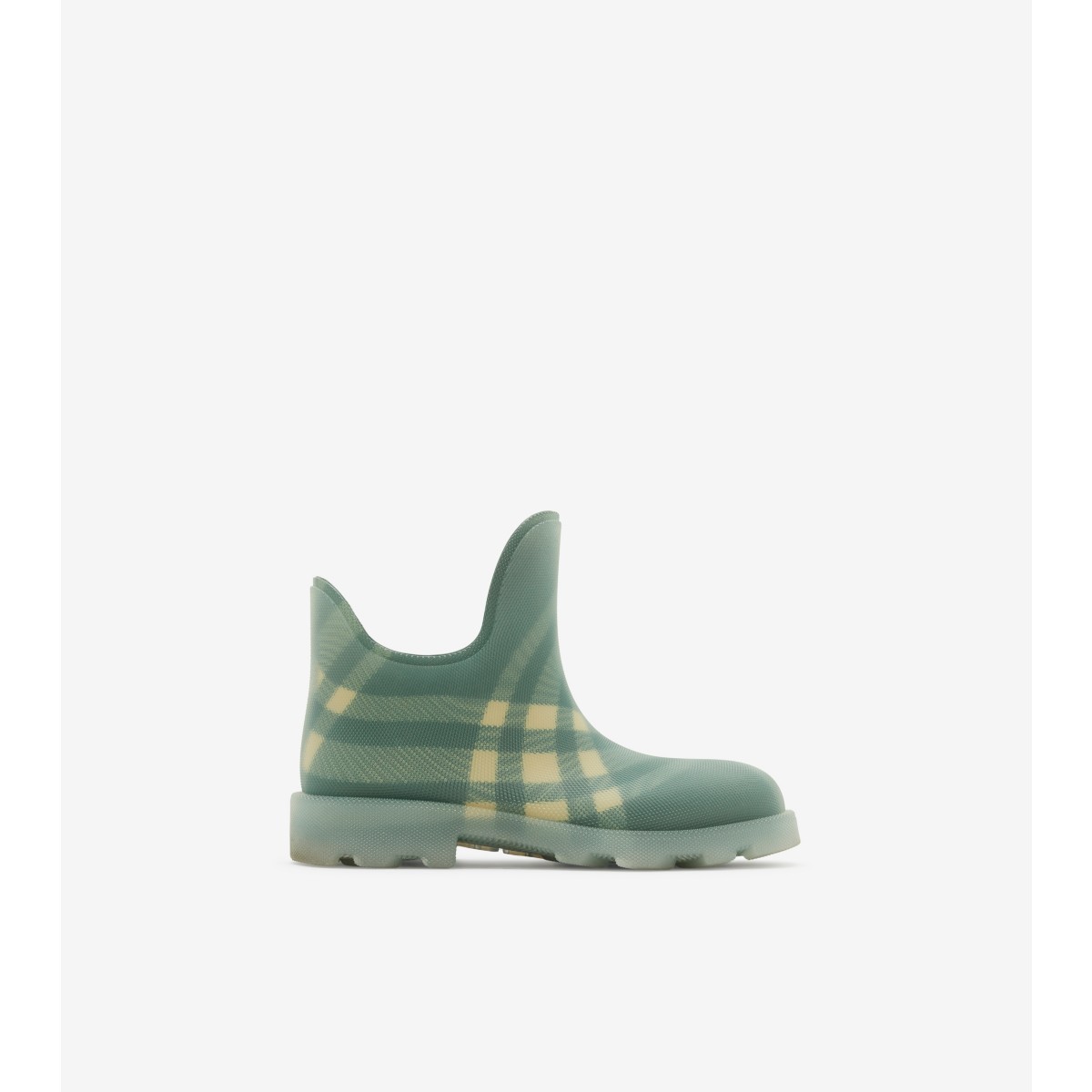 Shop Burberry Check Rubber Marsh Low Boots In Primrose