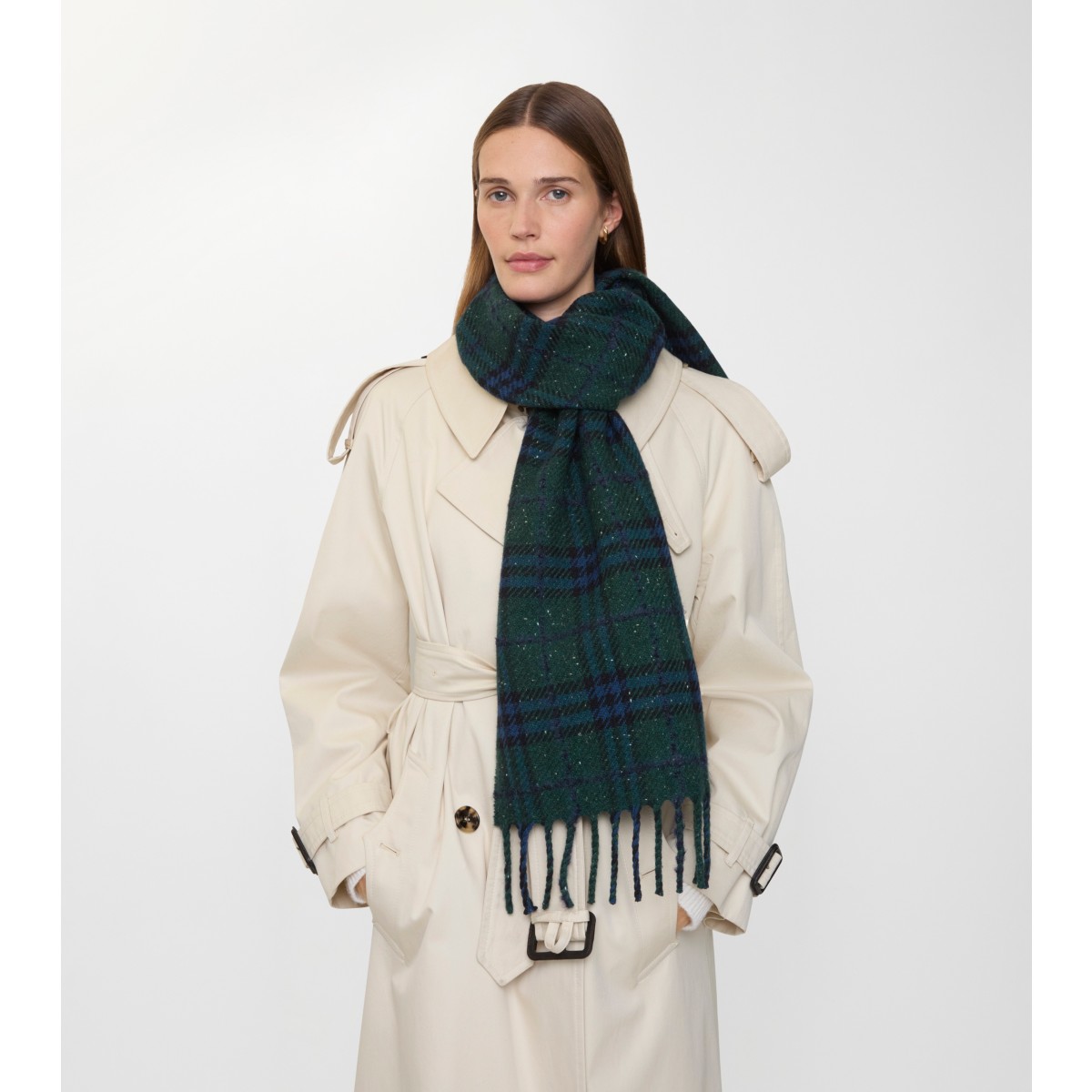  Check Cashmere Blend Scarf