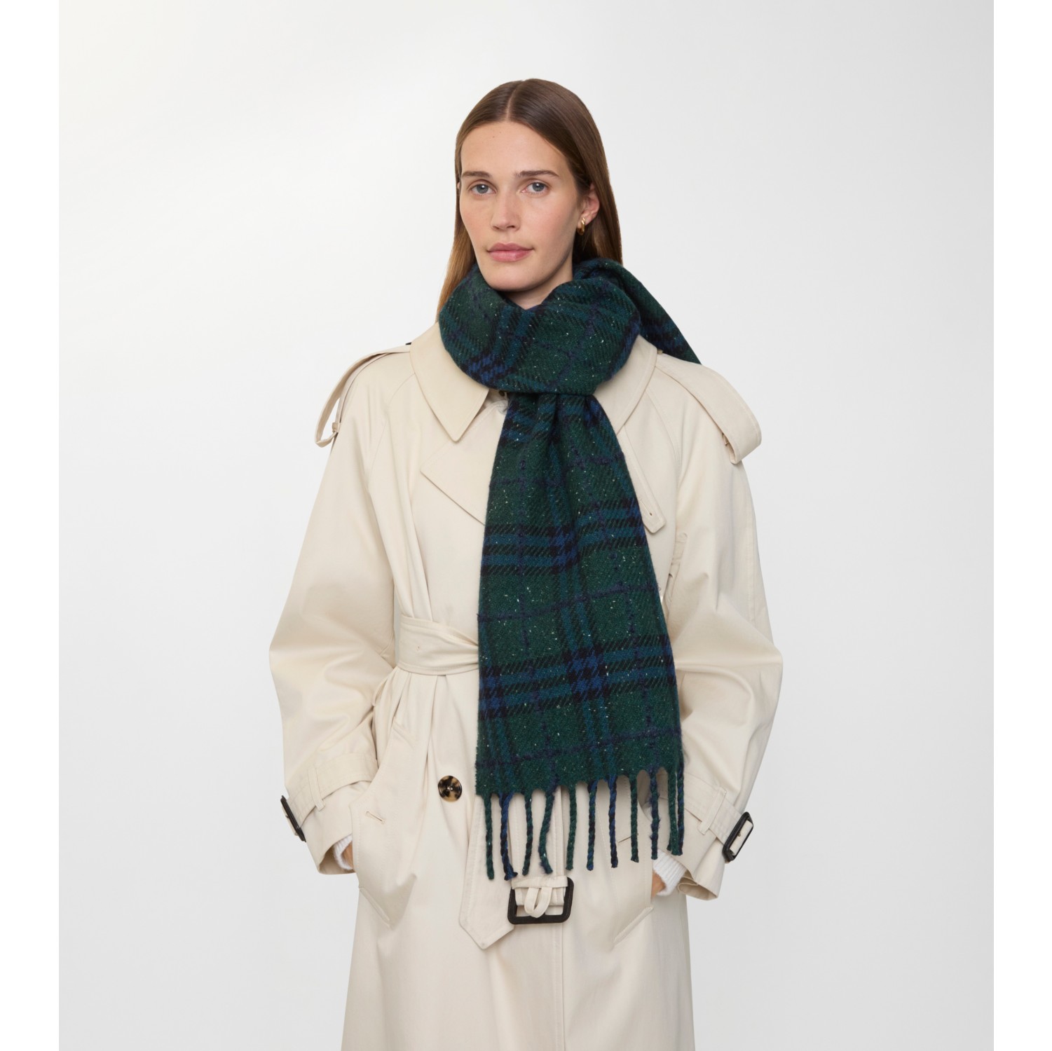 Check Cashmere Blend Scarf in Dark green | Burberry® Official