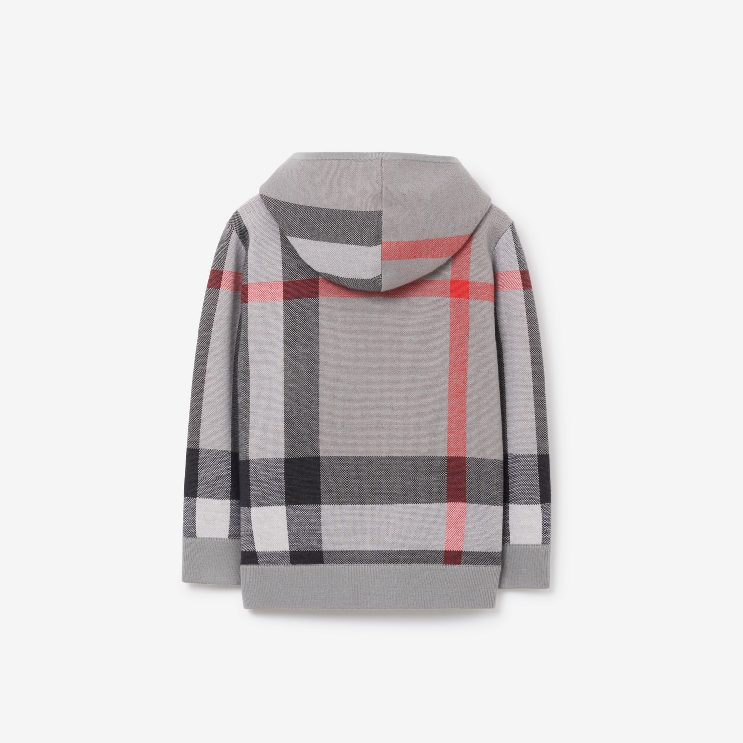 Blusa de moletom com capuz e zíper em lã Check (Cool Charcoal Grey) | Burberry® oficial
