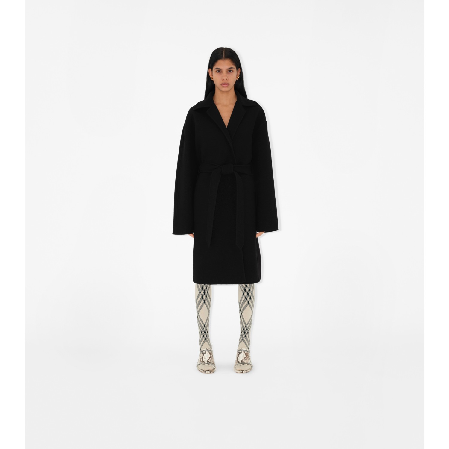 Black cashmere wrap coat best sale