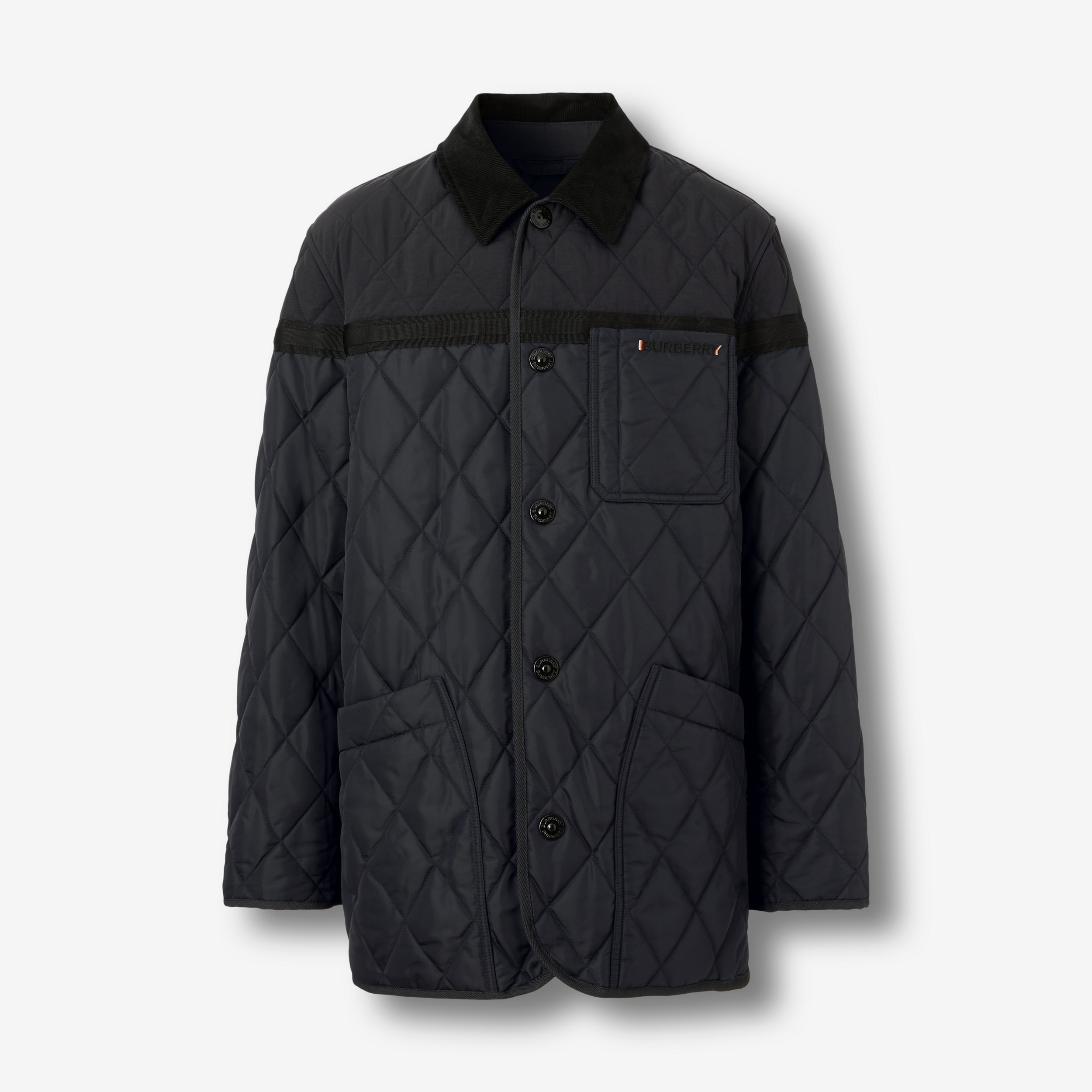 Diamond Quilted Nylon Canvas Barn Jacket in Navy - Men | Burberry® Official - 1