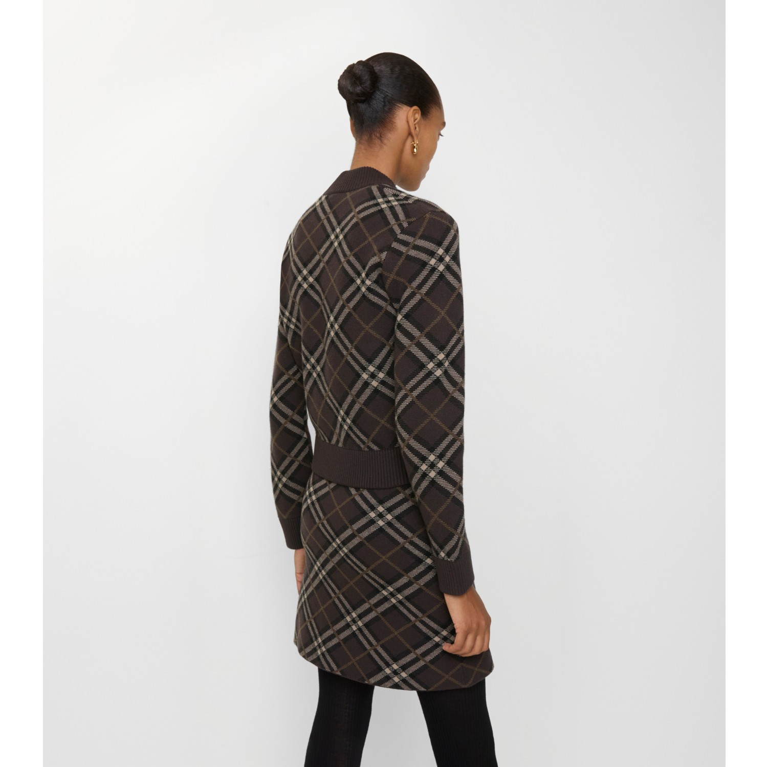 Check Wool Cashmere Bomber Jacket
