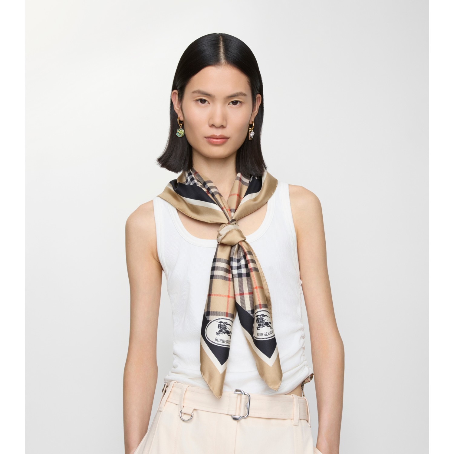 Check Silk Scarf - thumbnail 3