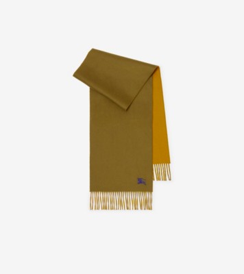 Reversible Cashmere Scarf in Pea green/teak yellow | Burberry