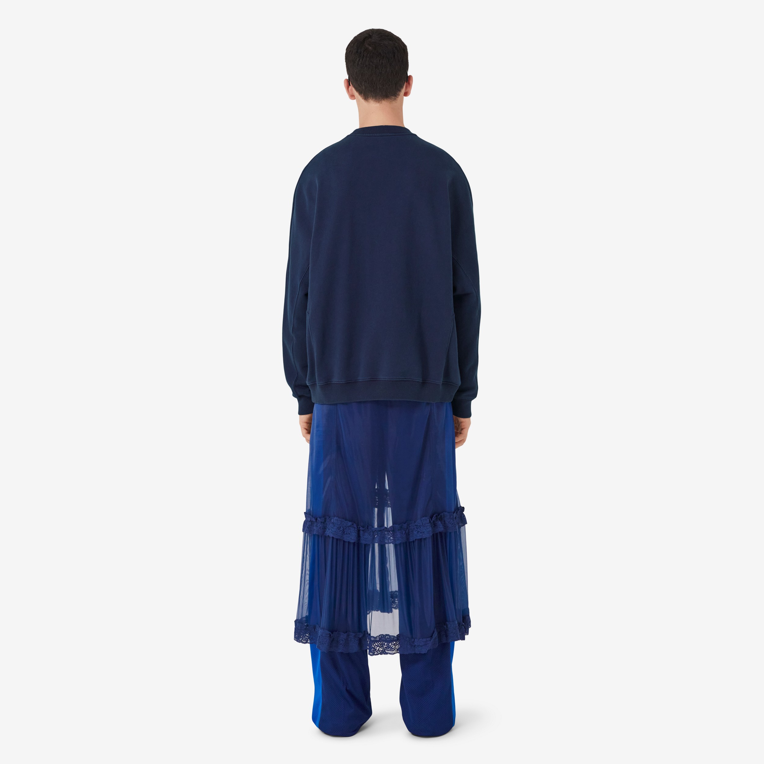 Suéter oversize de algodão com estampa de slogan (Azul Marinho Crepúsculo) - Homens | Burberry® oficial - 4