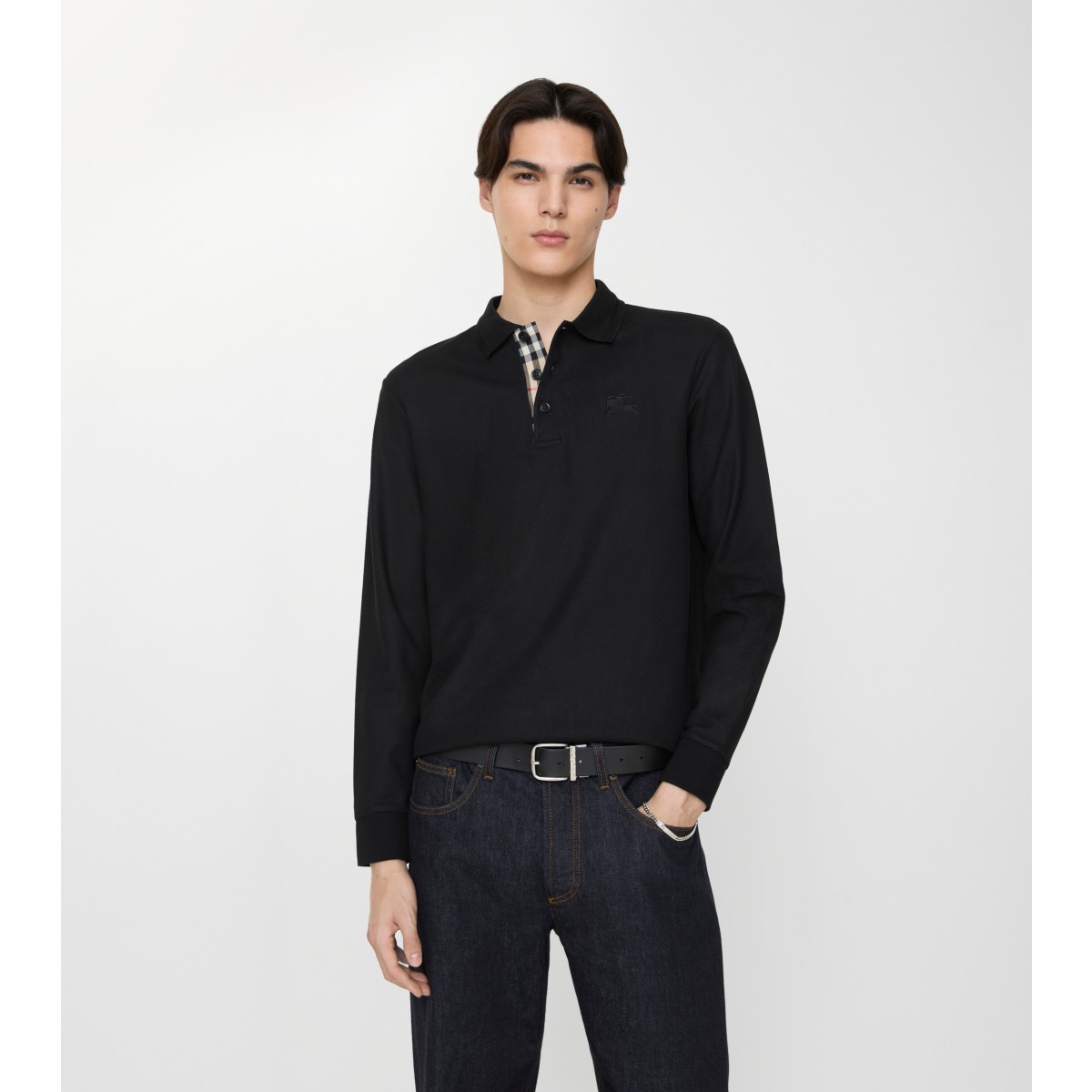  Check Long-sleeve Polo Shirt