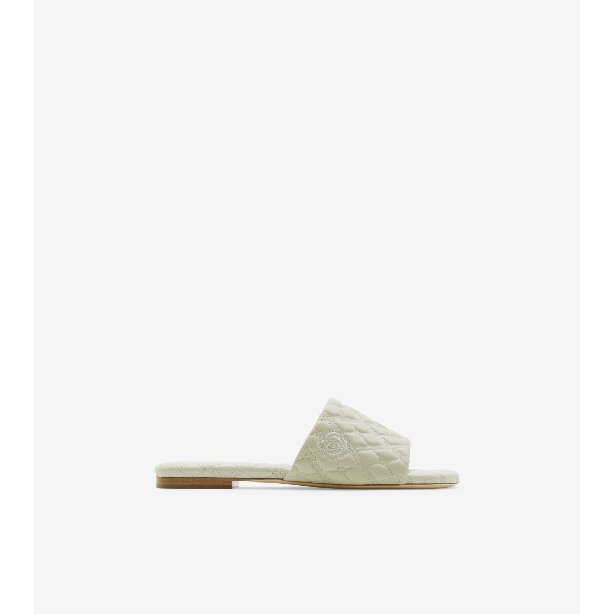 Burberry Leather Quilt Slides In White