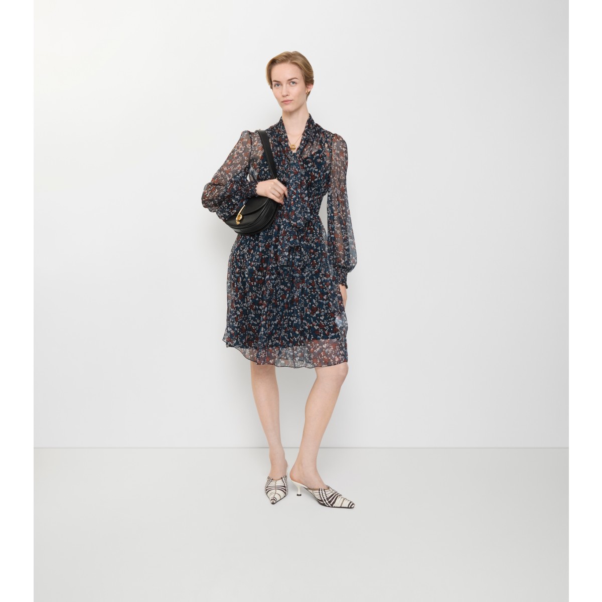  Floral Ditsy Silk Dress