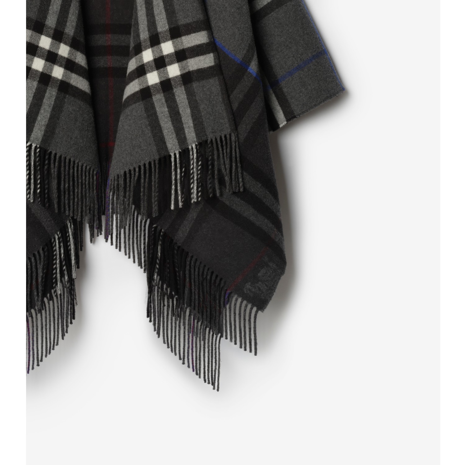 Kaschmir-Woll-Cape in kontrastierendem Check