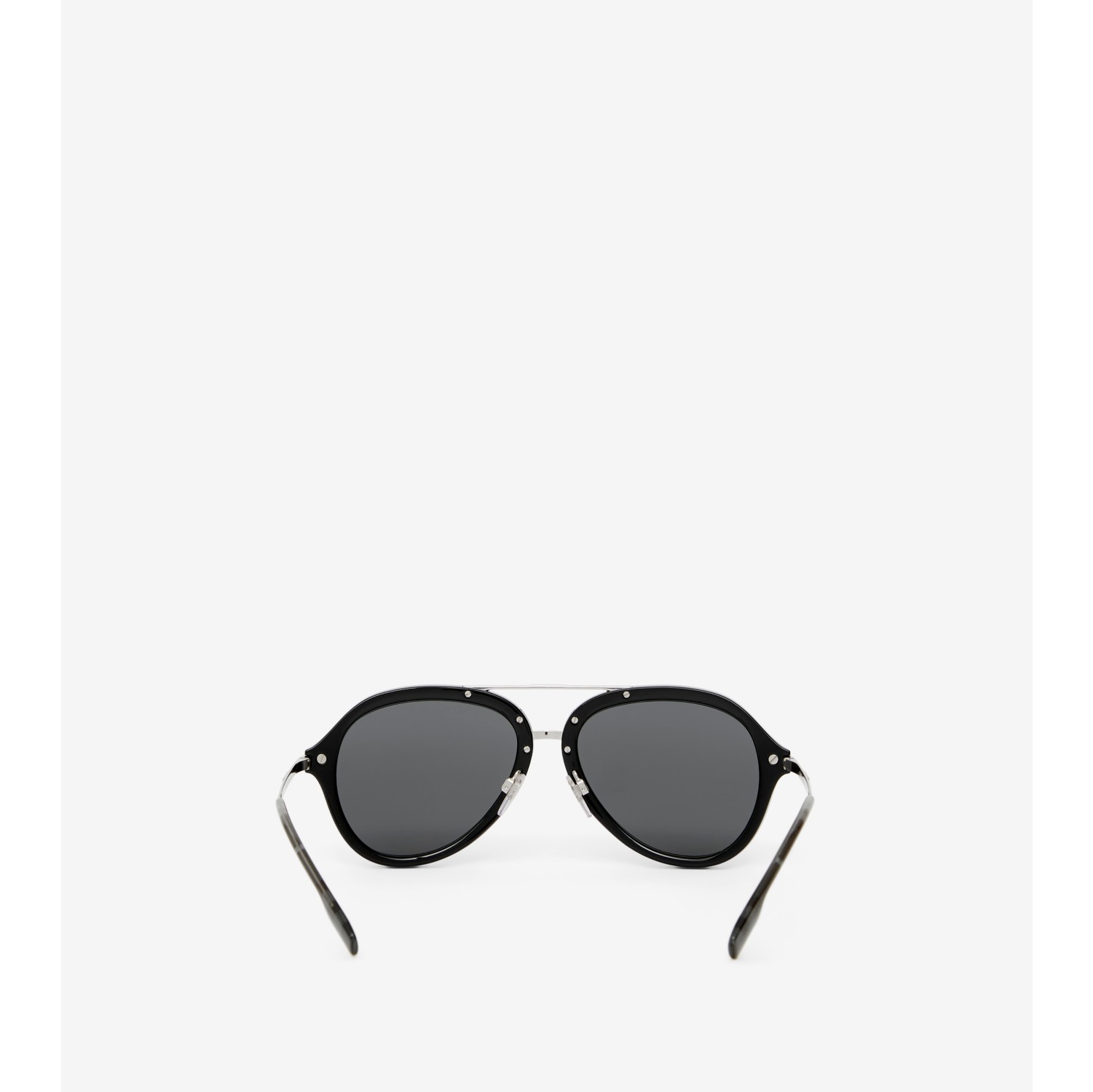Check Detail Pilot Sunglasses in Black - Men | Burberry® Official