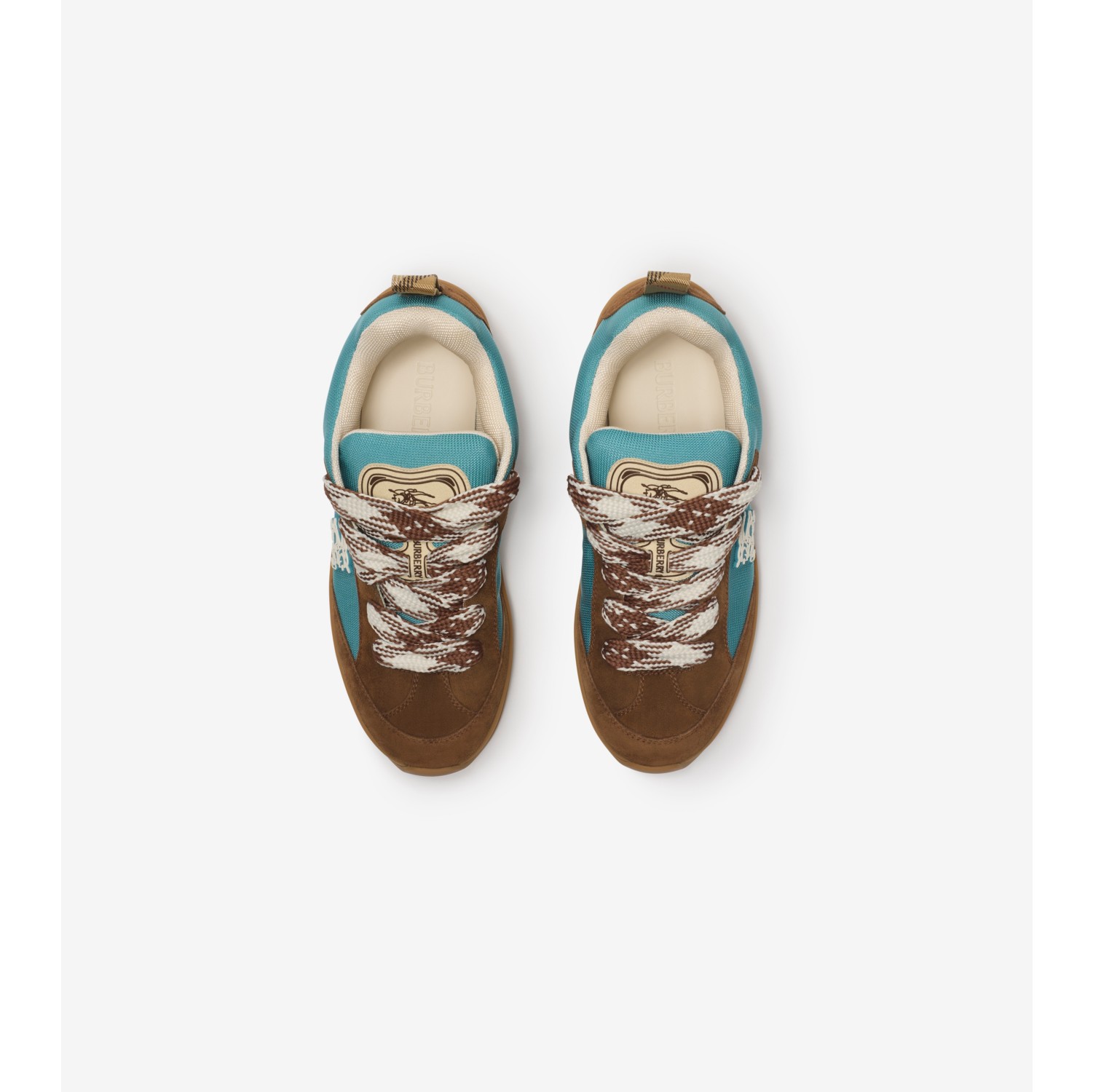 Suede and Mesh Arc Sneakers​ in Hazel brown - Men | Burberry® Official