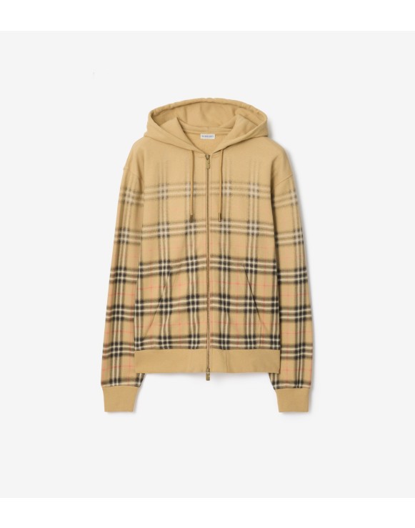 Baumwoll-Kapuzenjacke in Check mit Farbverlauf