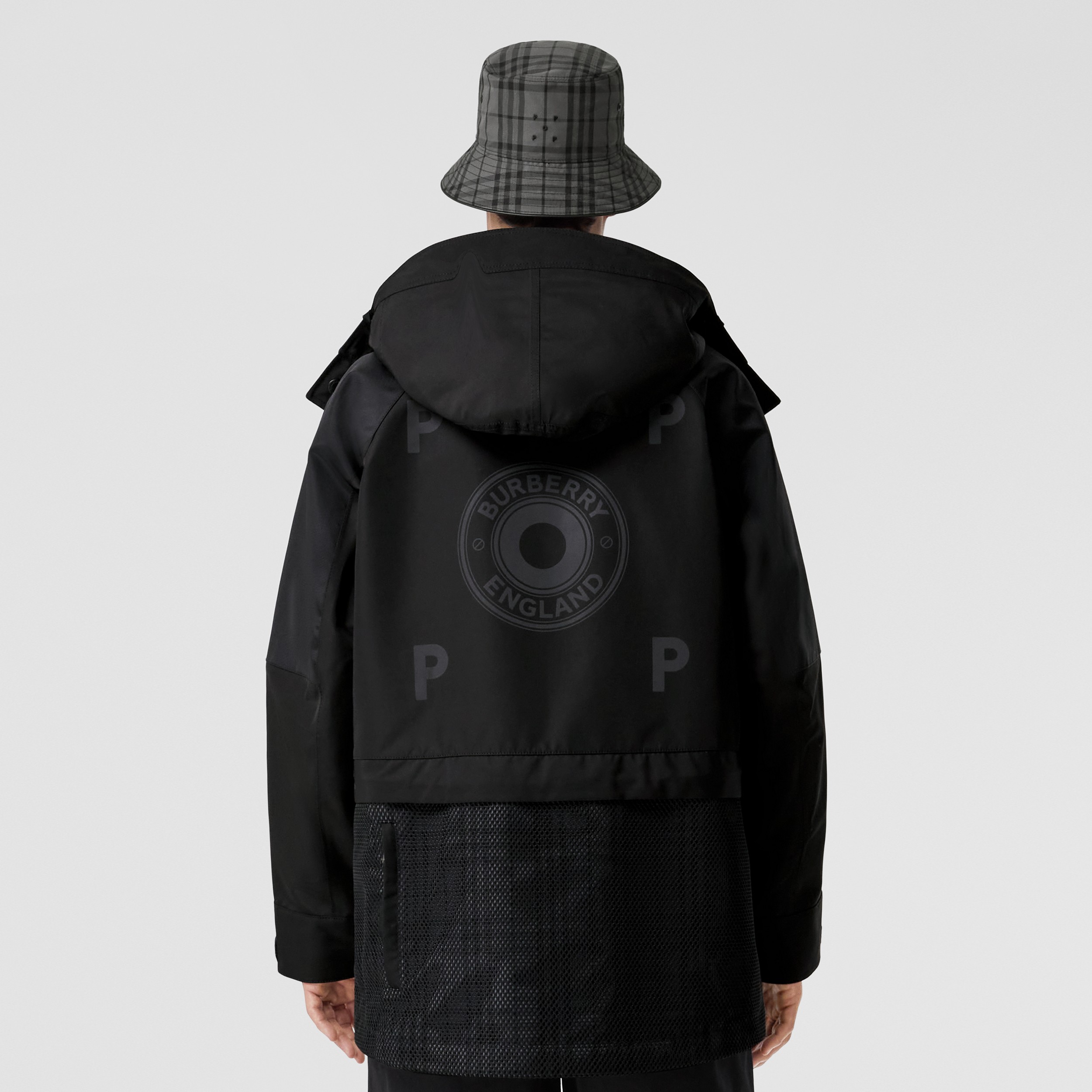 Reflective Check Panel Technical Hooded Parka in Black - Men | Burberry® Official - 3