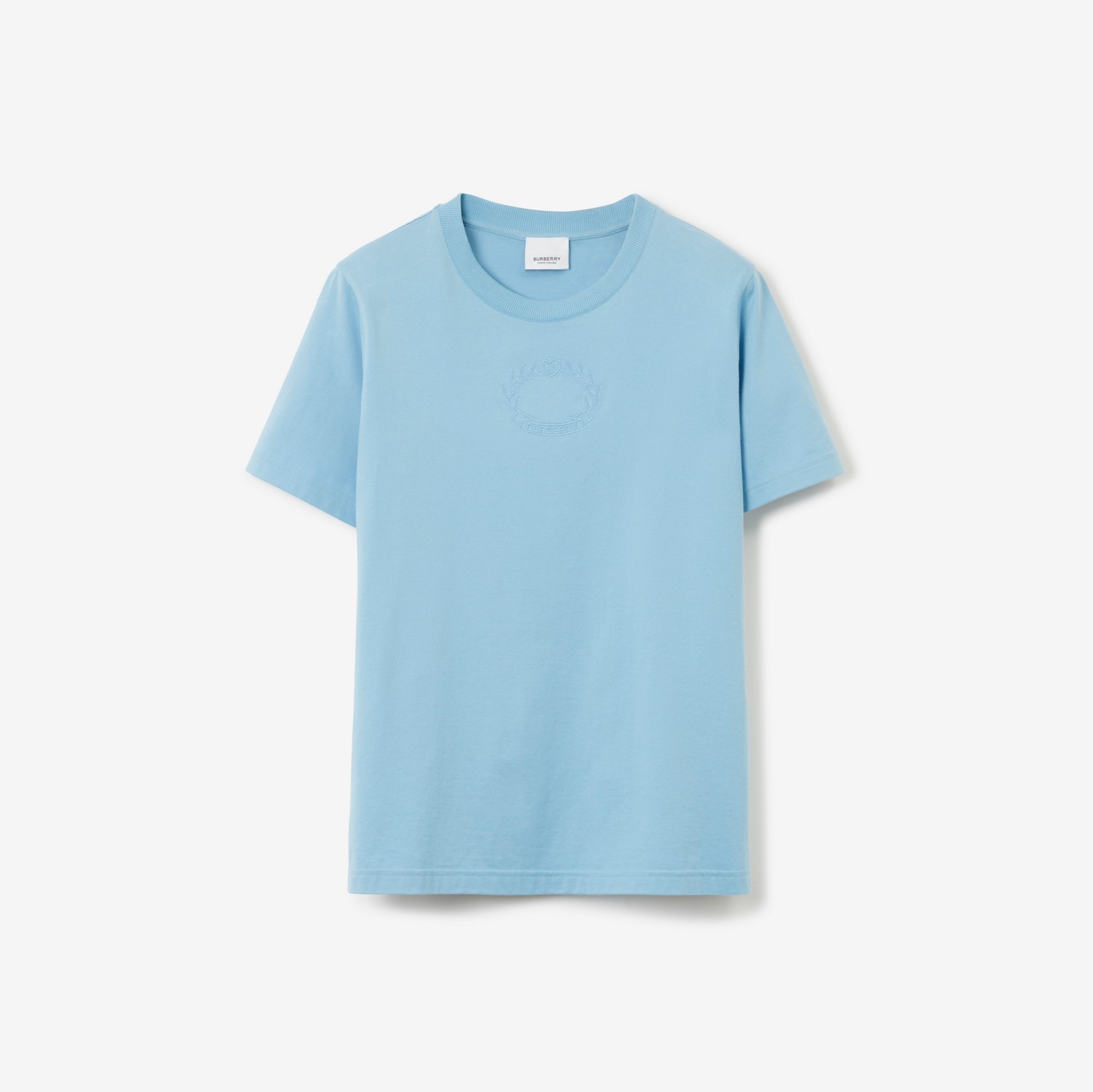 Oak Leaf Crest Cotton T-shirt in Cool Denim Blue - Women | Burberry® Official