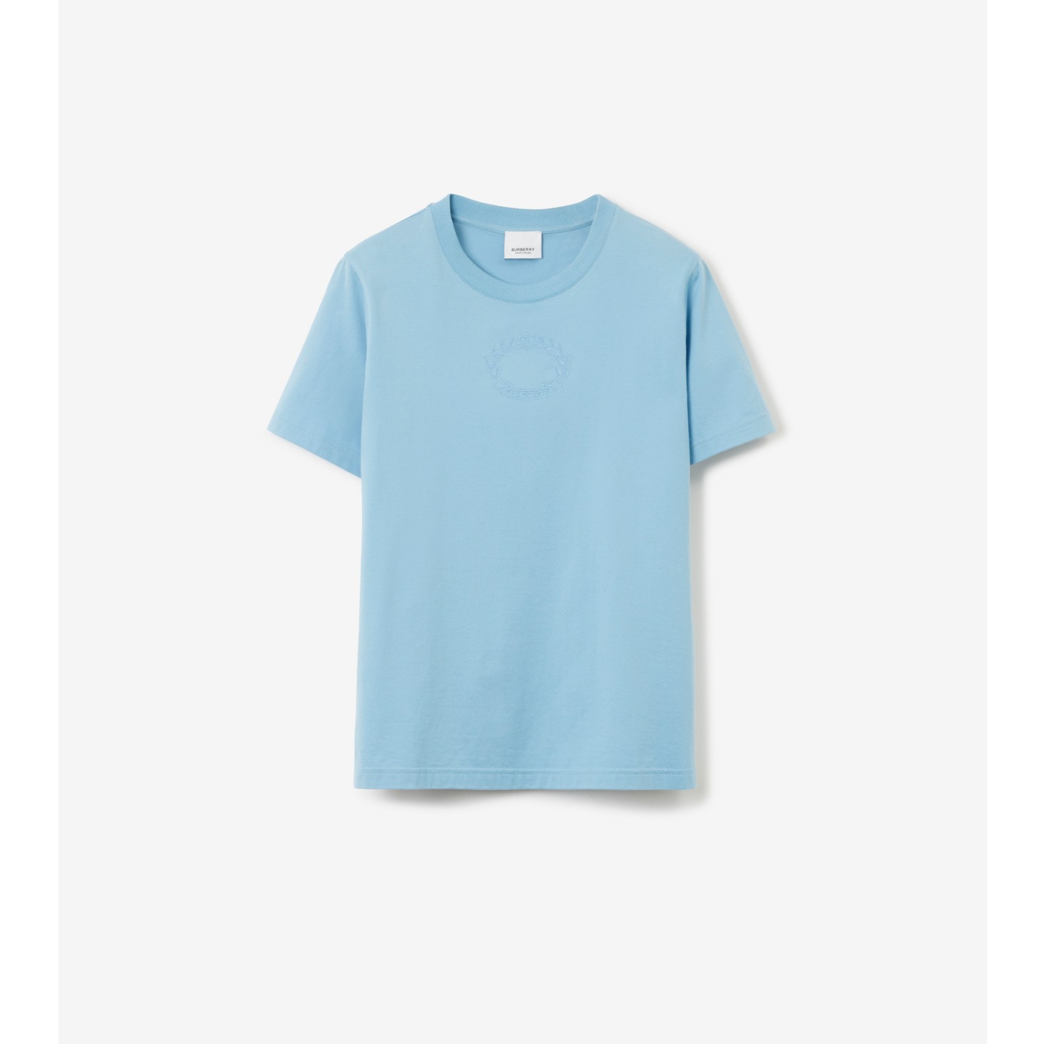 Cotton T-shirt in Cool denim blue - Women | Burberry® Official