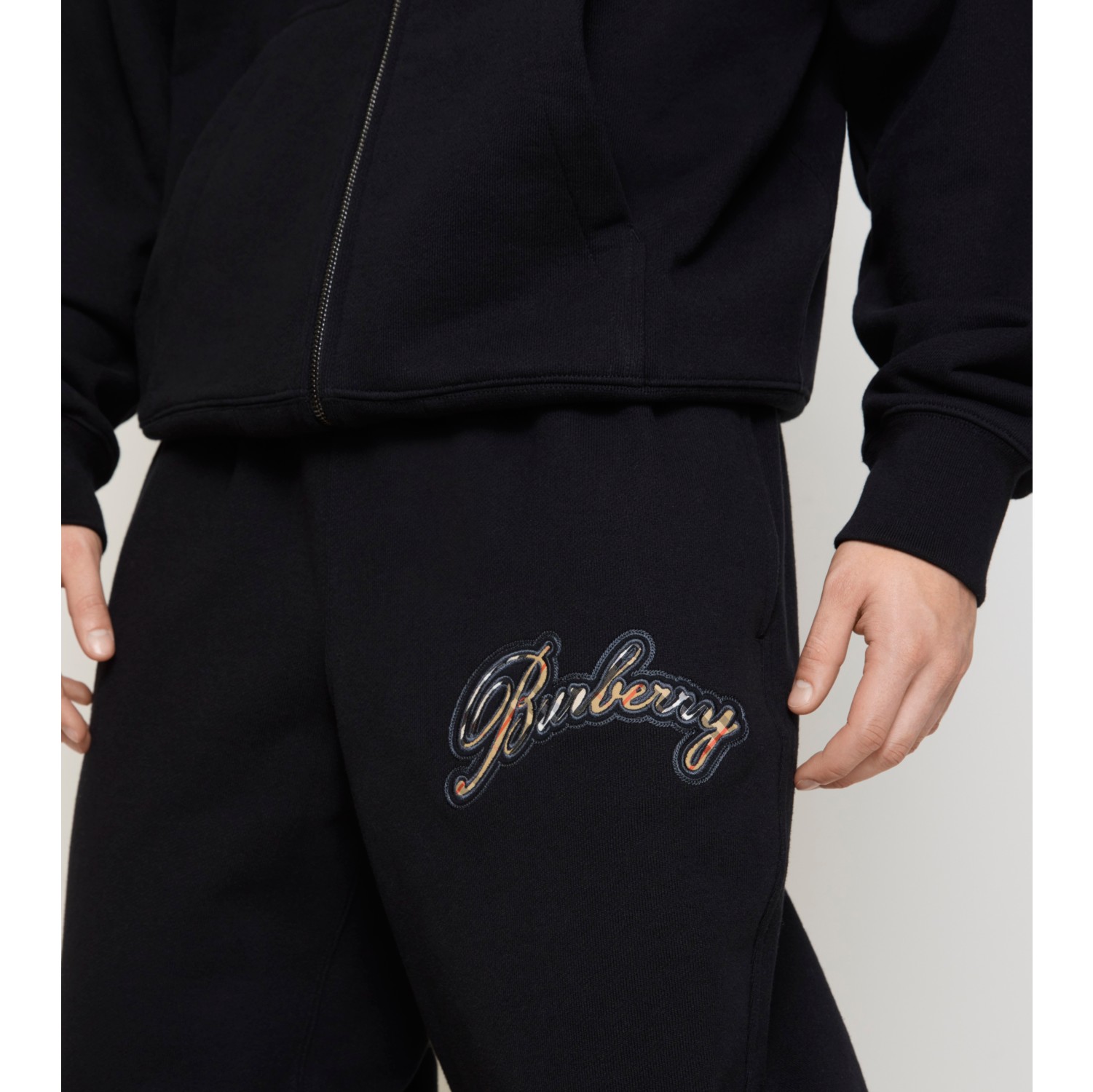 Check Cursive Logo Cotton Jogging Pants