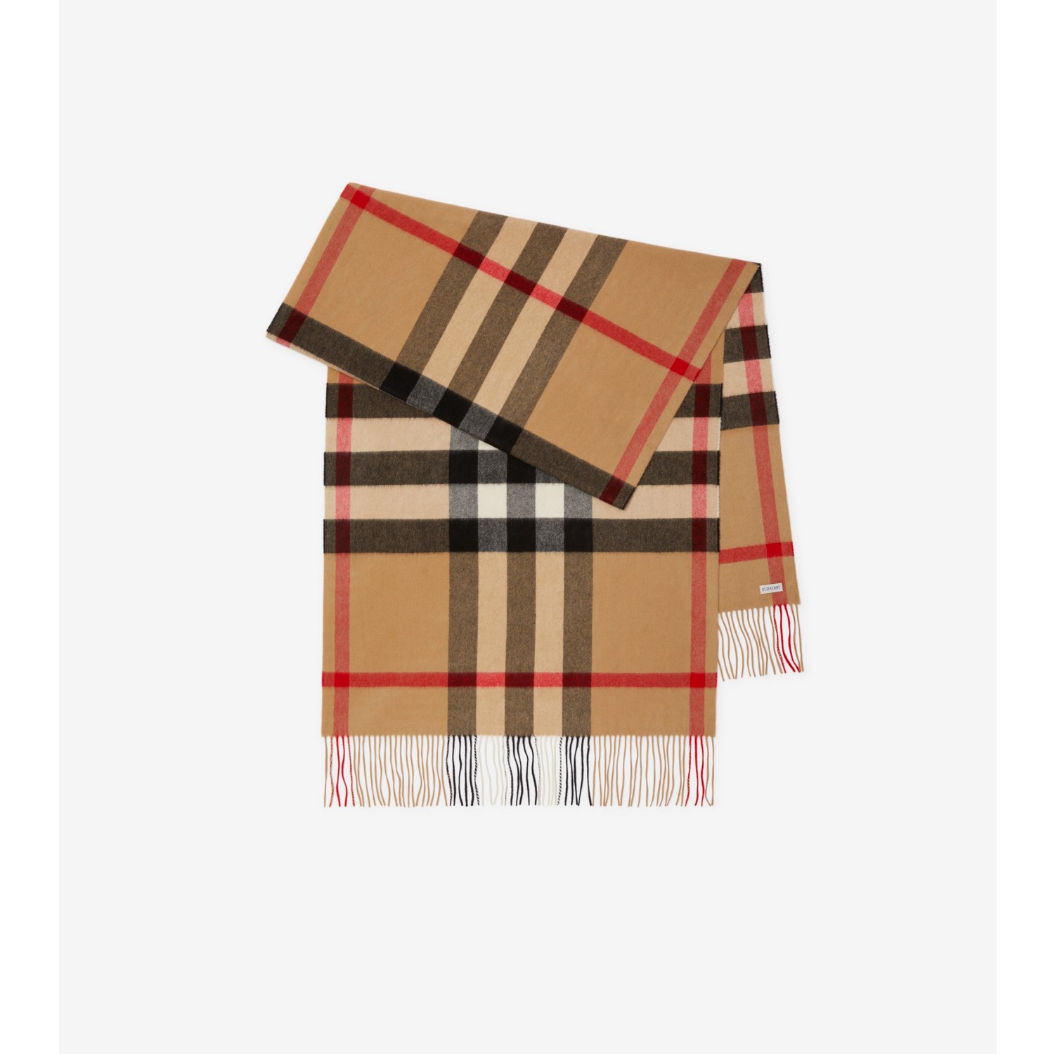 Check Wool Cashmere Scarf in Archive Beige