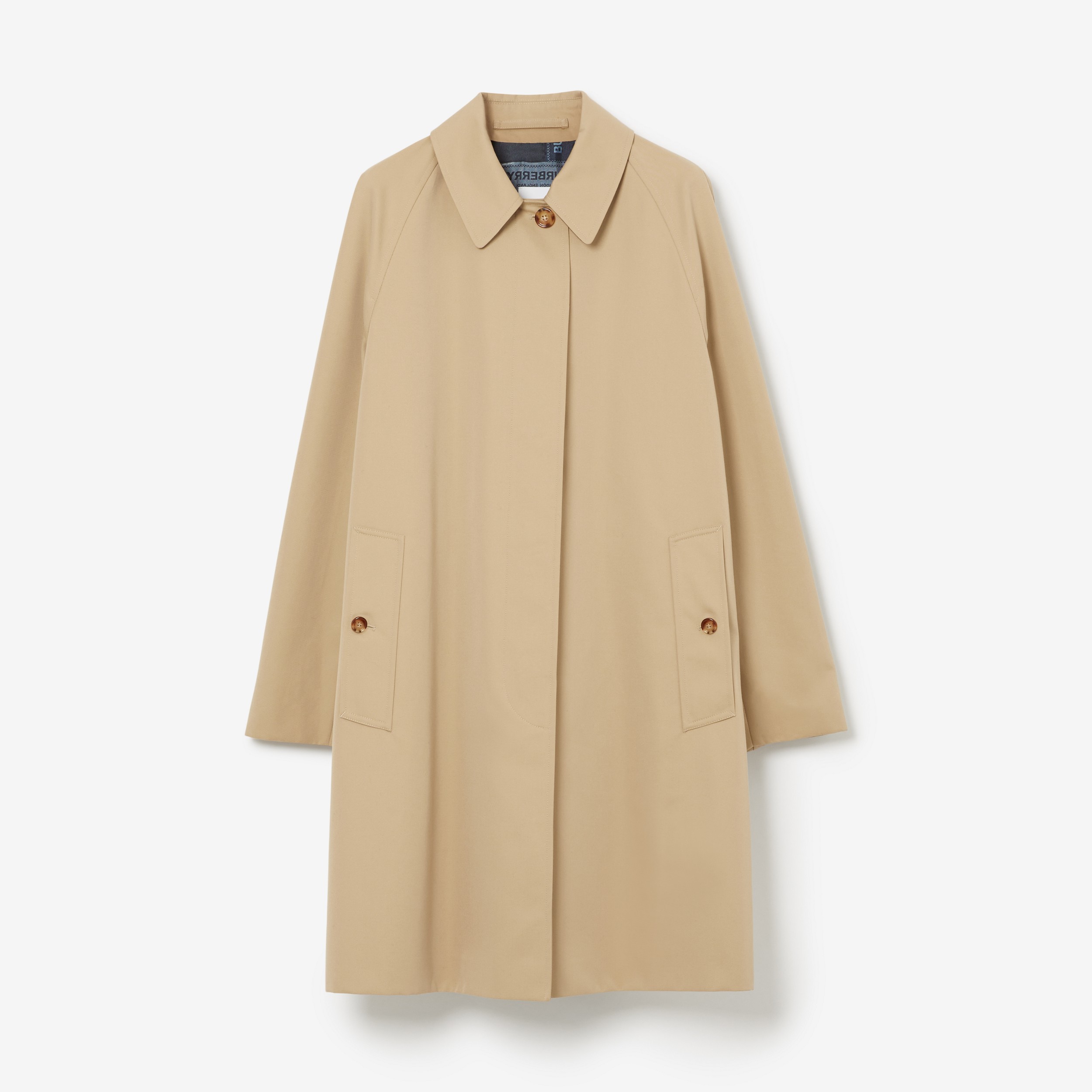 Archive Print-lined Cotton Gabardine Car Coat in Honey - Women | Burberry® Official - 1